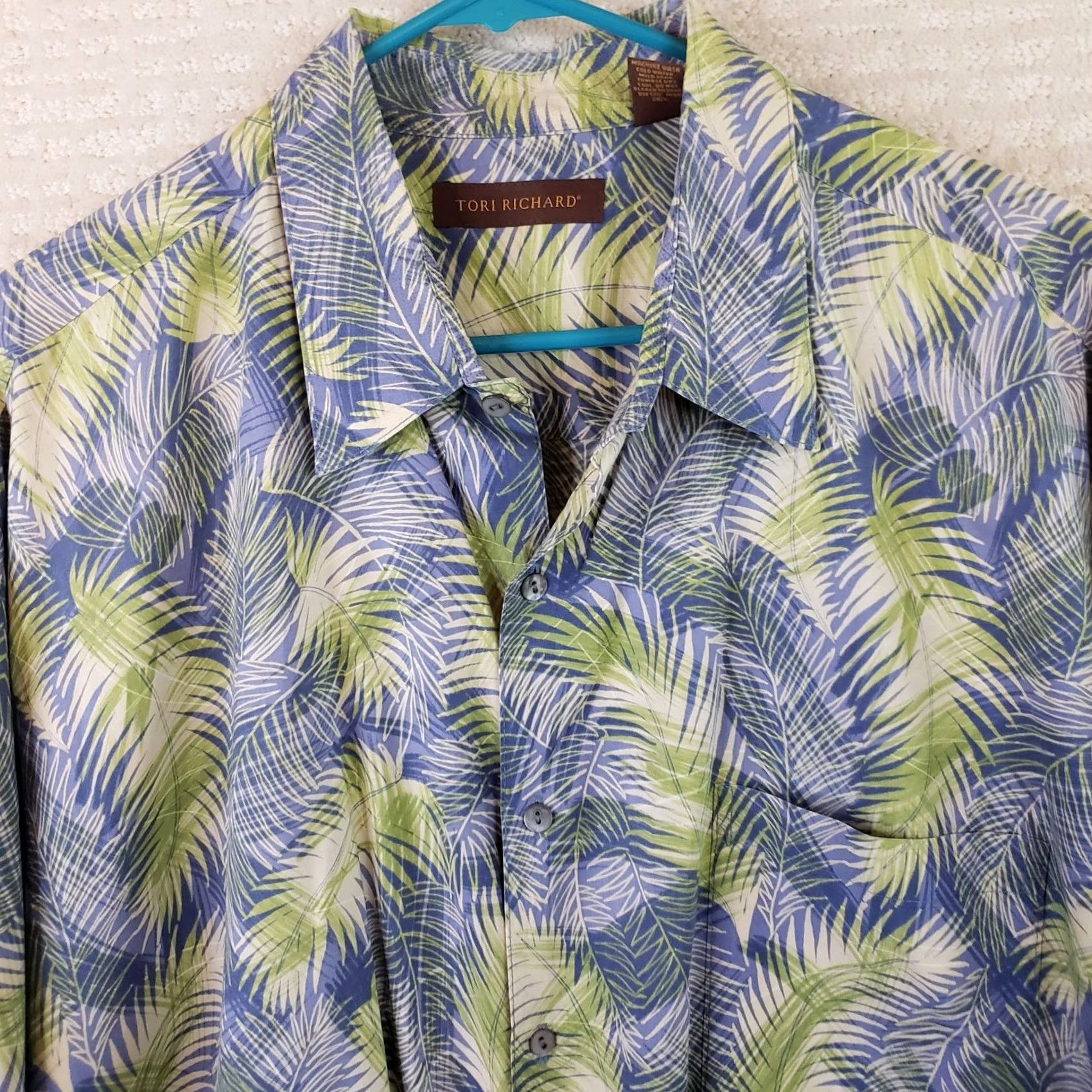 Tori Richard Tori Richard Shirt Mens 2XL Blue Aloha Tropical Cotton Lawn Floral Button Size US XXL / EU 58 / 5 - 3 Thumbnail