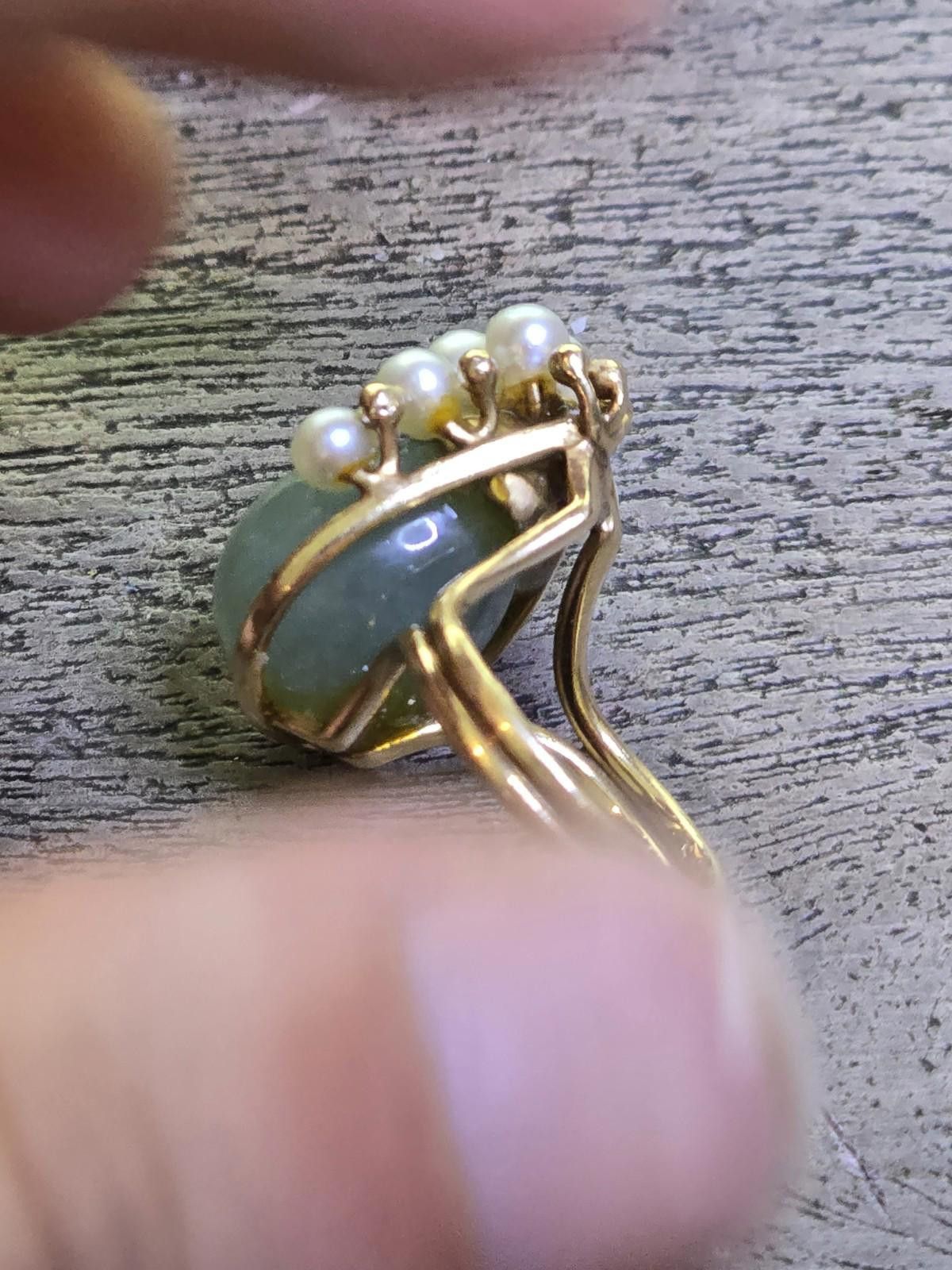 Other Ming's Hawaii 14k Solid Gold Jade Pear Ring Vintage Sz 4.5 Size ONE SIZE - 9 Thumbnail