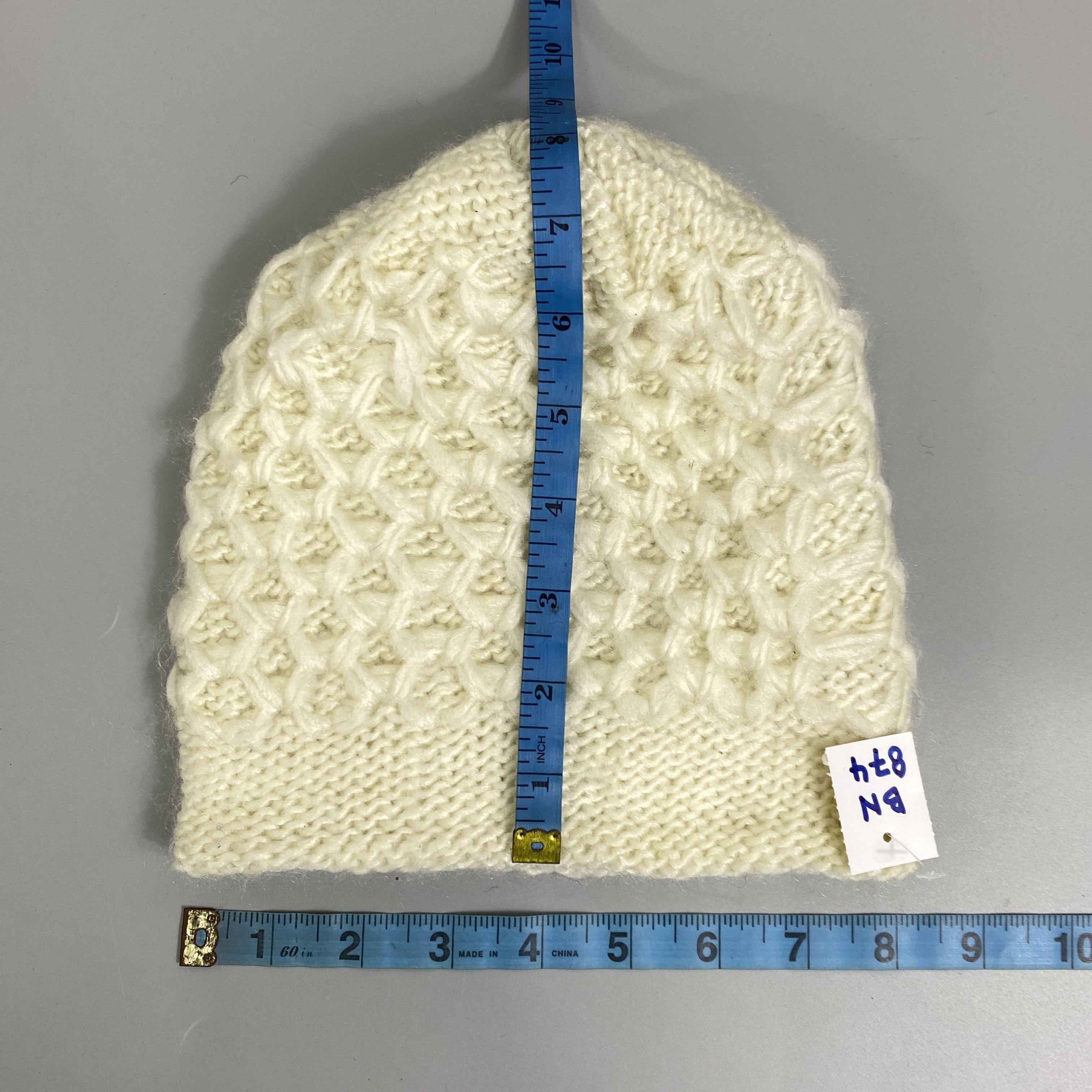 Japanese Brand White Crochet Beanie Hat -BN874 Size ONE SIZE - 5 Thumbnail