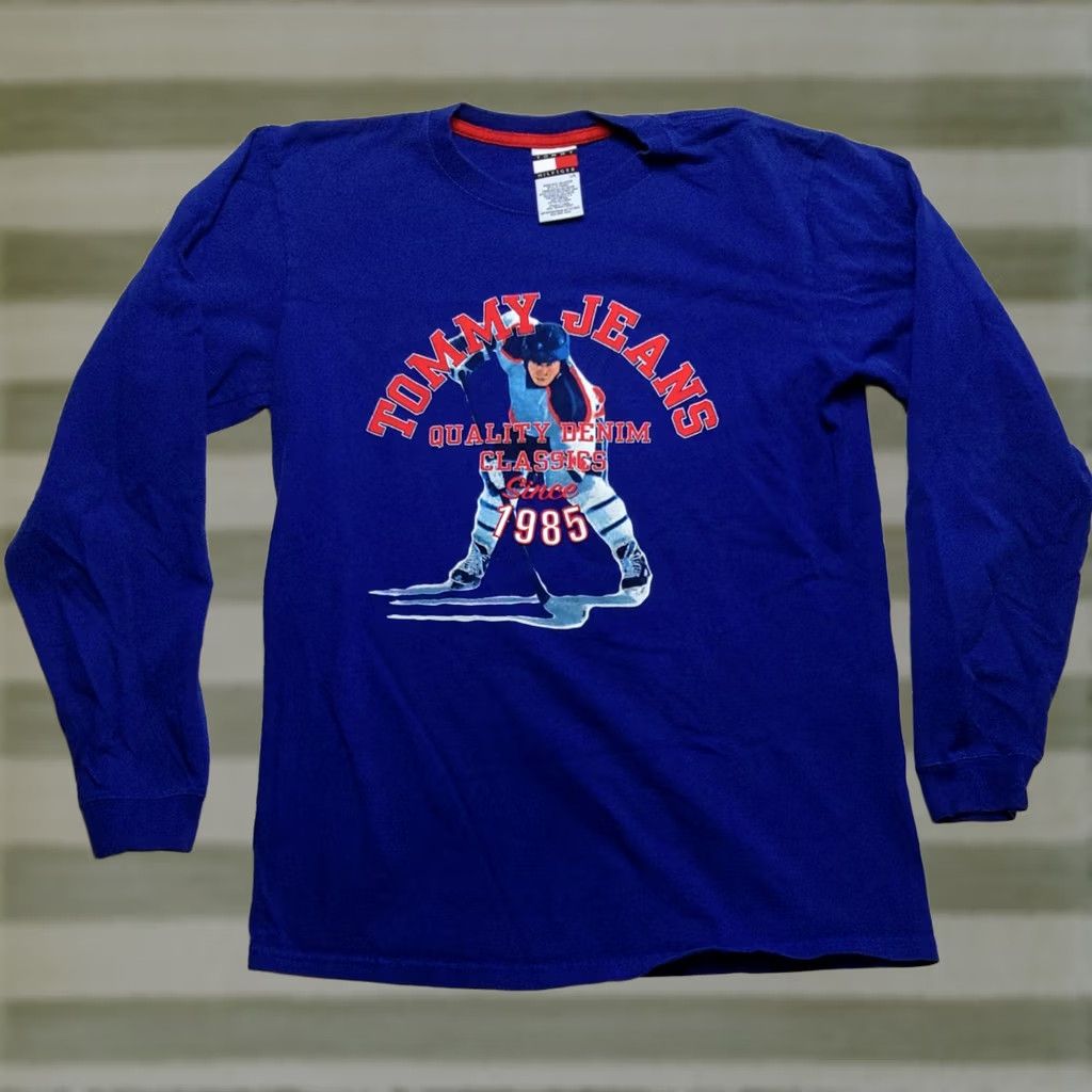 Tommy Hilfiger Tommy Hilfiger Jeans Shirt Mens Large Long Sleeve Tee Hockey Graphic Y2K Vintage Size US L / EU 52-54 / 3 - 1 Thumbnail