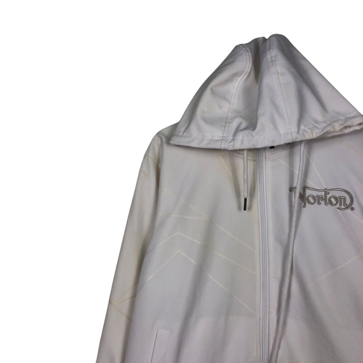 Japanese Brand Rich White Zipper Jacket Hoodie Norton Big Logo Embroidered Size US L / EU 52-54 / 3 - 8 Thumbnail
