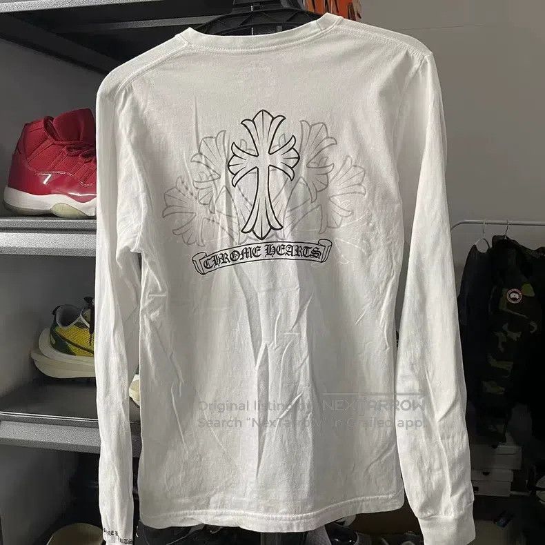 Chrome Hearts CHROME HEARTS Size S Sketch Cross Scroll White Long-Sleeved Size US S / EU 44-46 / 1 - 7 Thumbnail