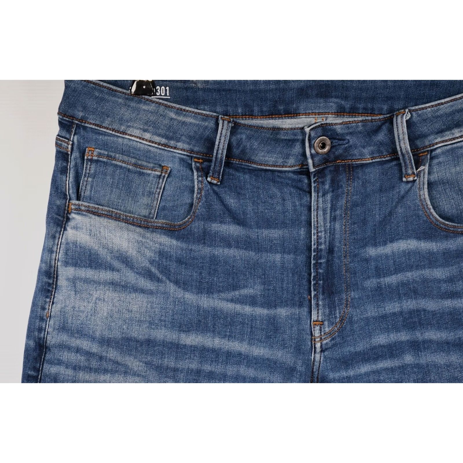 G-Star G-Star Raw 3301 Slim 1/2 Denim Shorts Adult Men Size 36 Blue Slim Denim 91% Cotton 8% Elastomultiester 1% Elastane Size US 36 / EU 52 - 5 Thumbnail