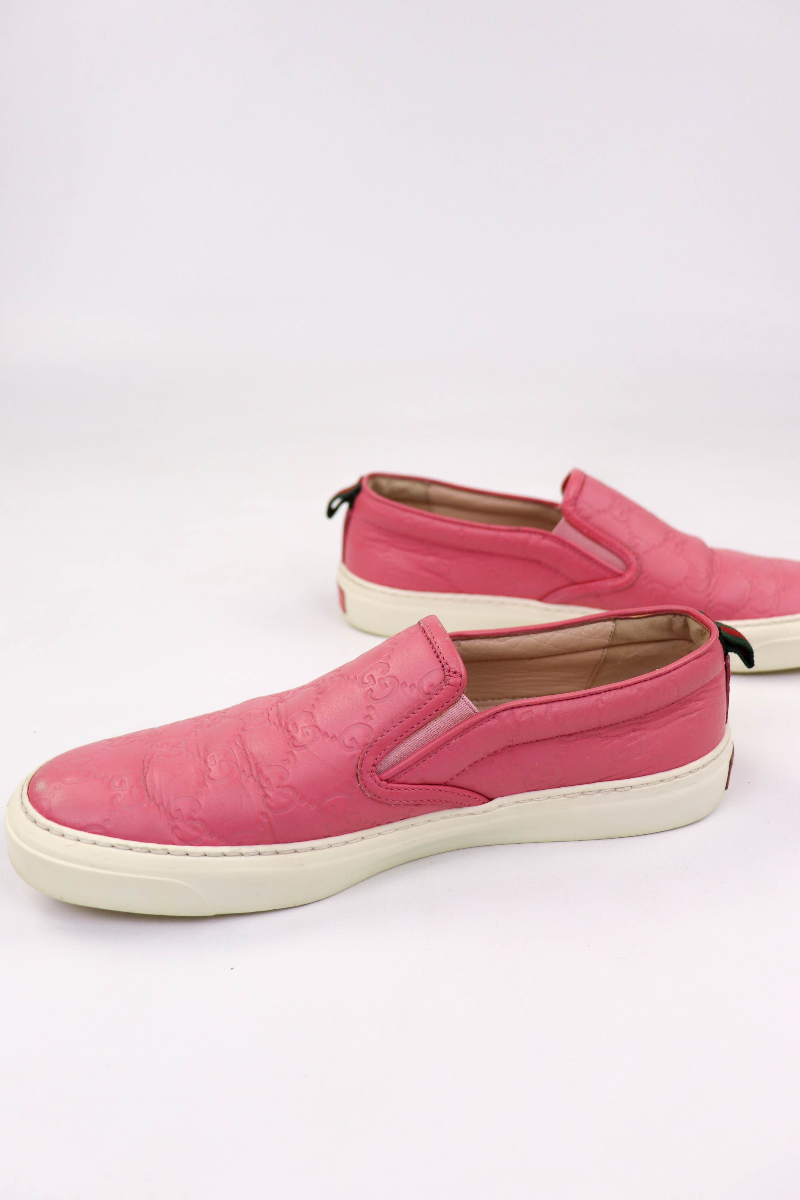 Gucci “Fashion Pink” Leather GG Monogram Slip On Shoes