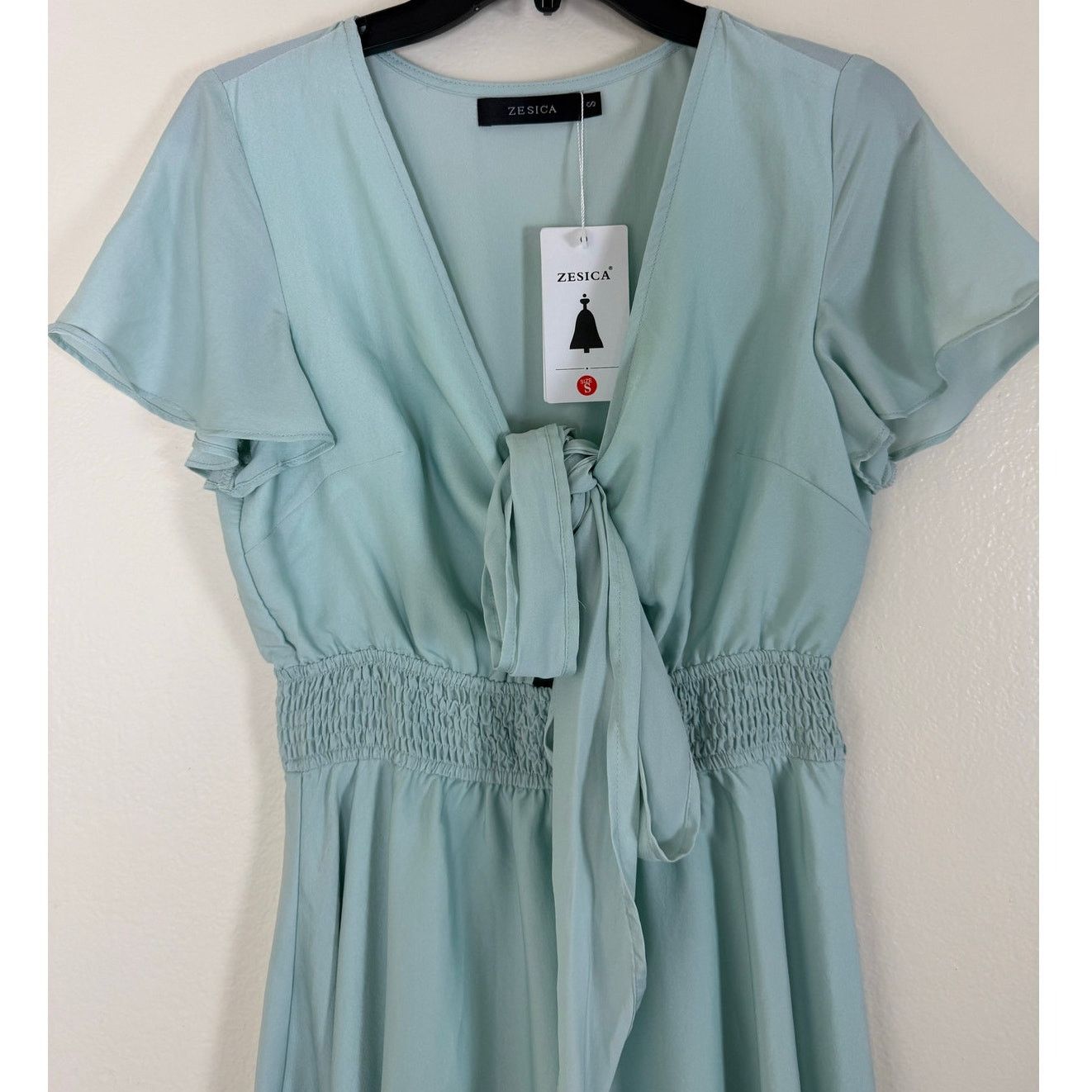 Other Women's V Neck Tie Front Ruffle Hem Midi Dress - Size Small Size S / US 4 / IT 40 - 2 Thumbnail