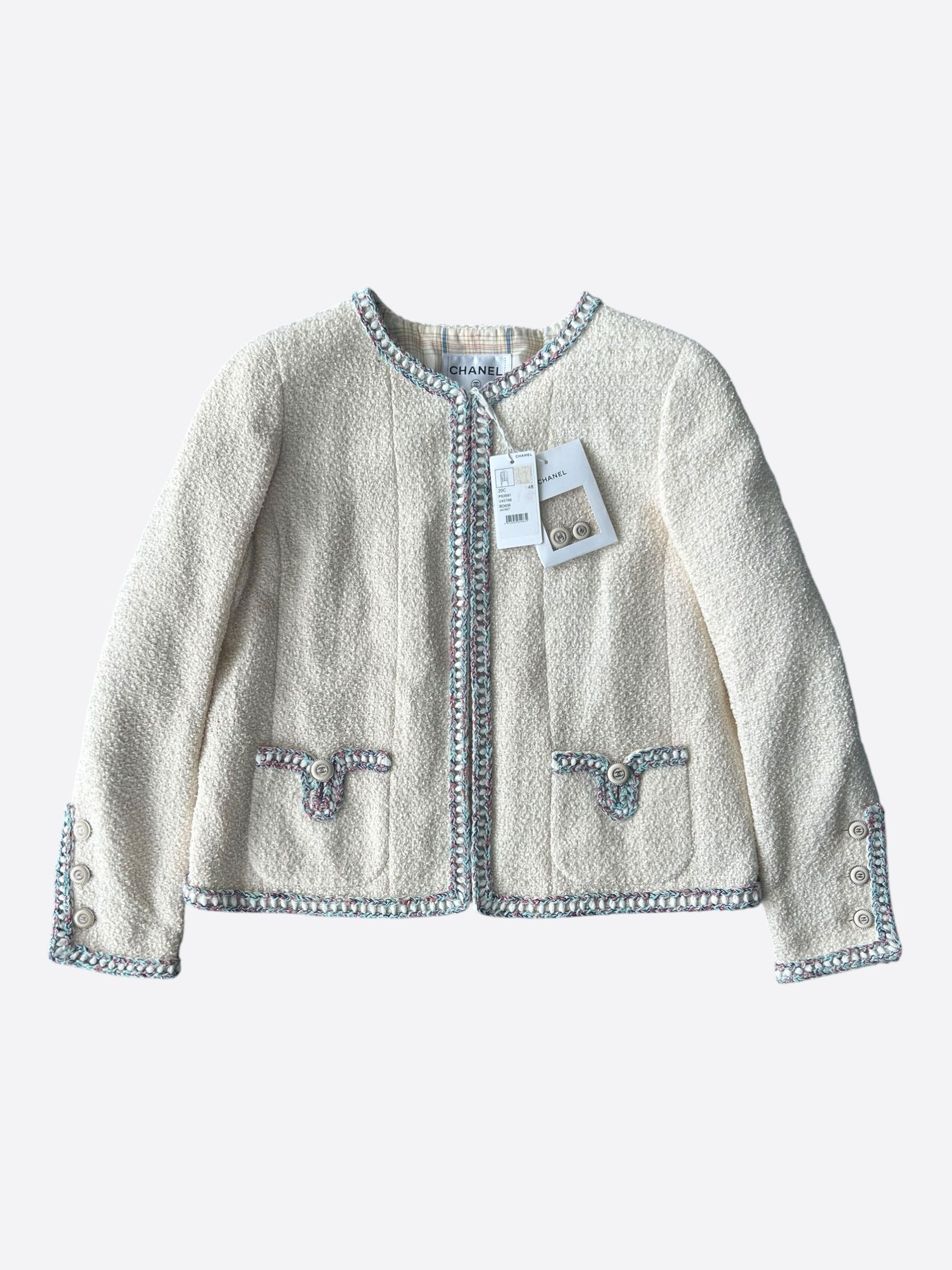 Chanel Chanel Beige & Multicolor Tweed Women's Jacket Size M / US 6-8 / IT 42-44 - 1 Thumbnail