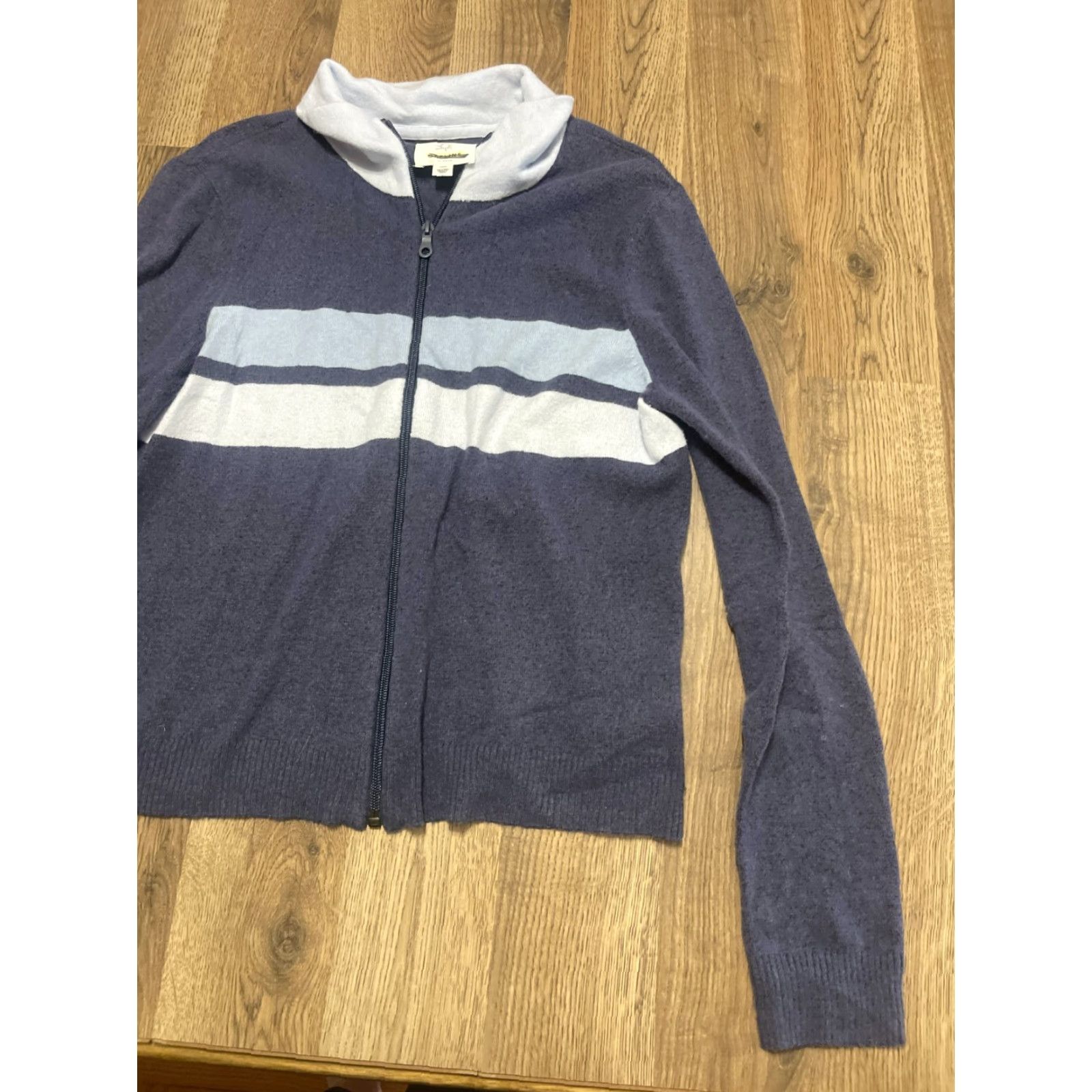 Vintage OFFLINE by Aerie Sweater Women's Size M Blue White Striped Zip Up Sweater Casual Womens Size M / US 6-8 / IT 42-44 - 3 Thumbnail