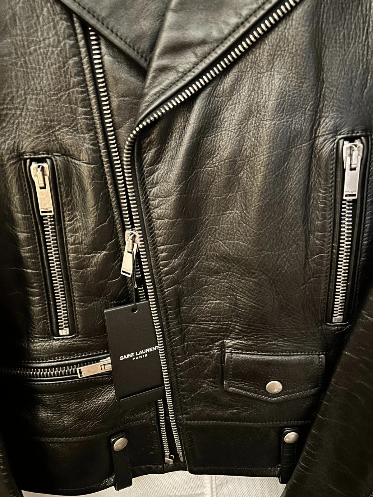Yves Saint Laurent Motocycle leather jacket star biker black full grain Size US M / EU 48-50 / 2 - 13 Thumbnail