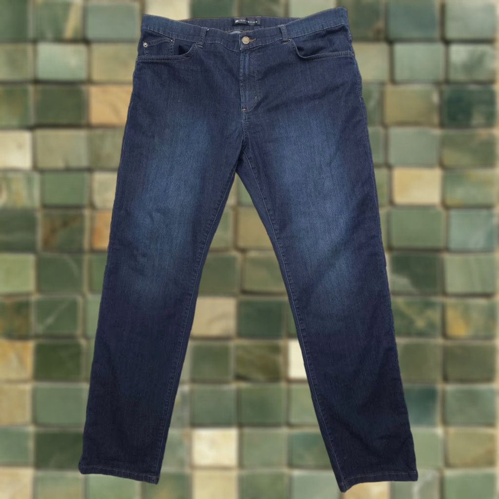 Travis Mathew Jeans Slim Straight Mens 38 x 32 Blue Dark Stretch Denim 5-Pocket Pattern City