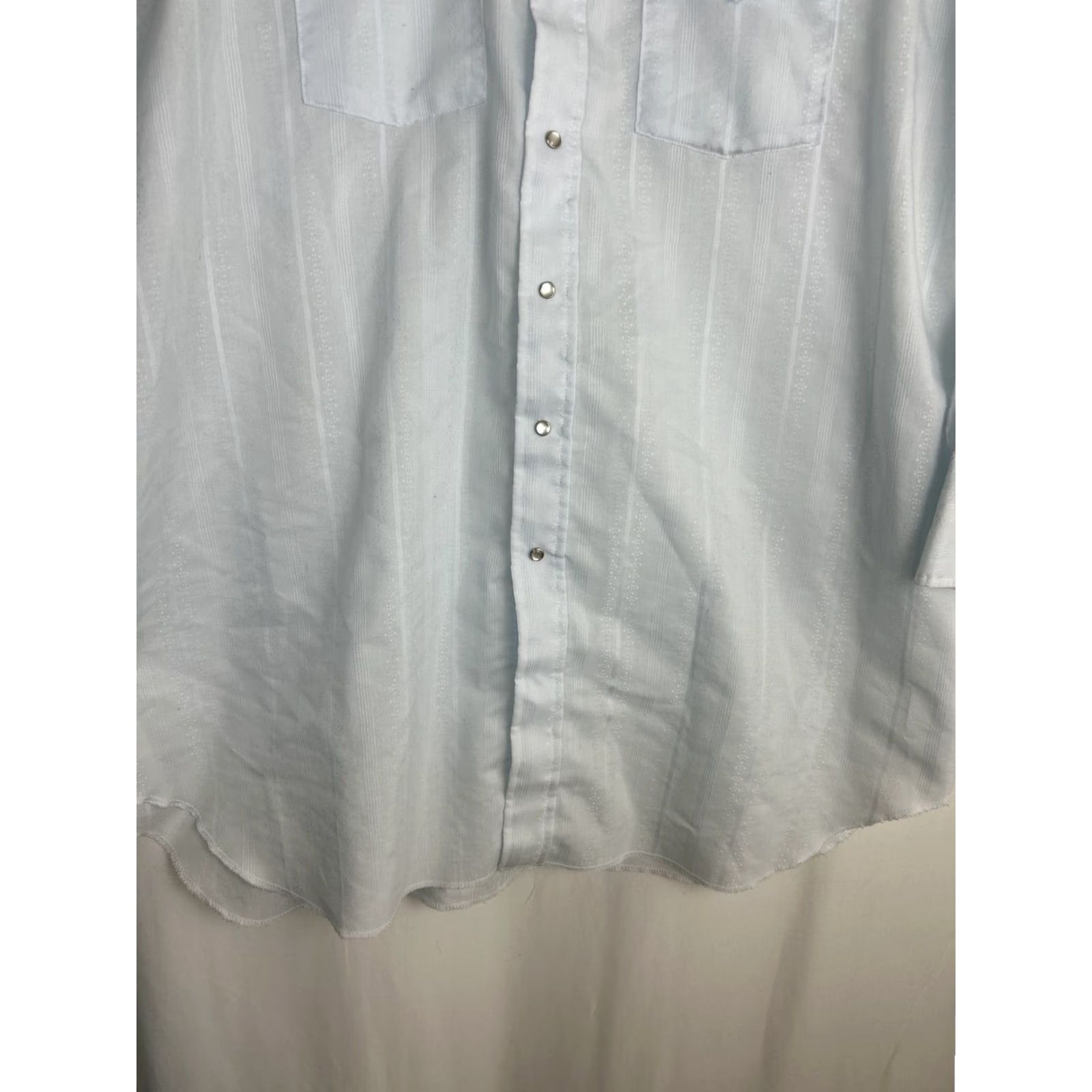 Vintage VINTAGE Panhandle Slim Western Shirt Pearl Snap Light Blue Long Sleeve 18.5-34 Mens Shirt Slimming Western Pearl Snap Blue 1980s Size US XXL / EU 58 / 5 - 5 Thumbnail