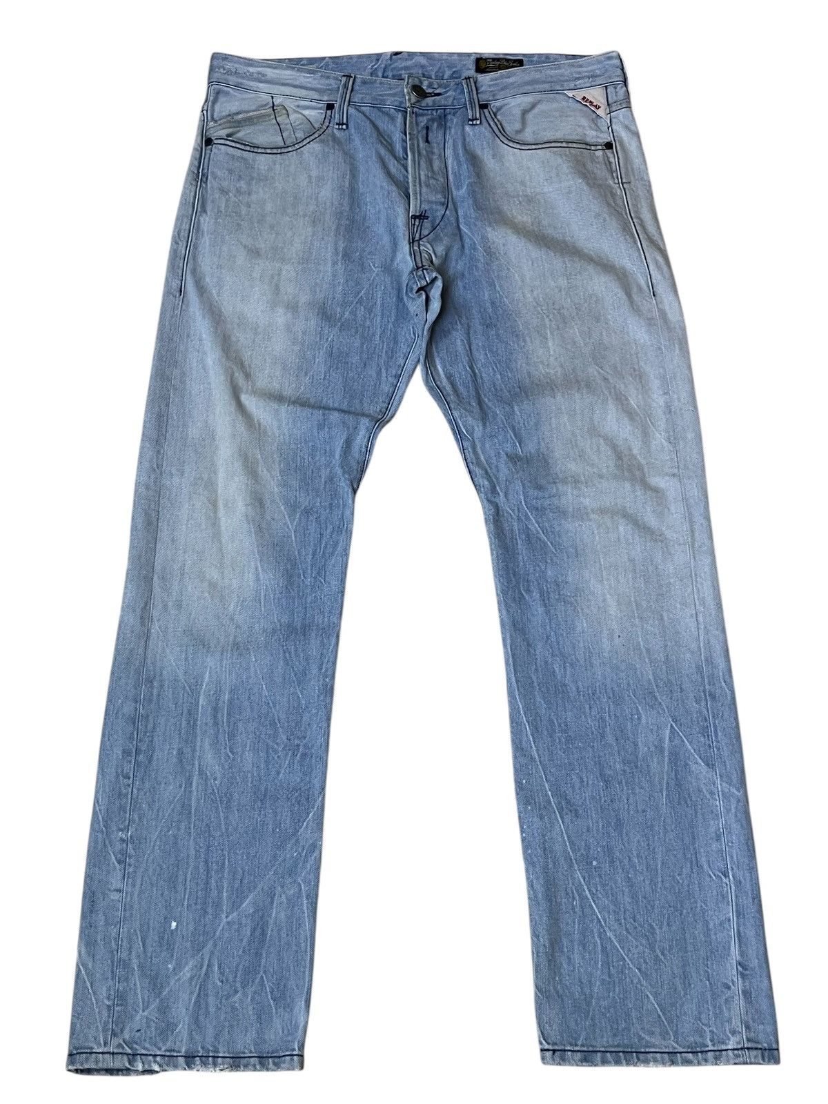 Replay SICK🔥REPLAY ASOLO ITALY STRAIGHT CUT BLUE JEANS Size US 35 - 2 Thumbnail