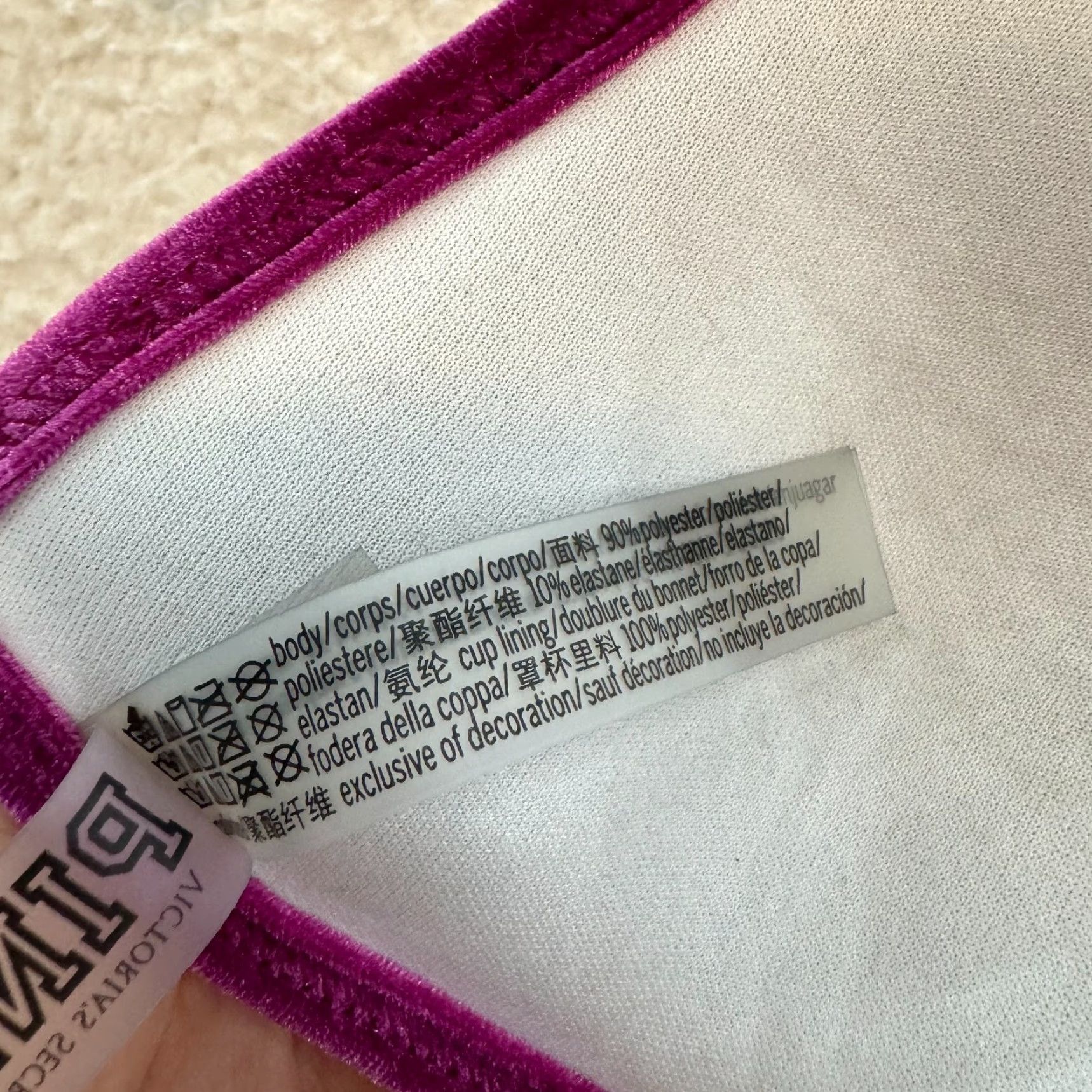 Victoria's Secret Victoria's Secret Swim Top Triangle Bikini XS Pink Purple Velvet Velour Padded Women XS Pink Velvet Velour Padded Women Size XS / US 0-2 / IT 36-38 - 6 Thumbnail