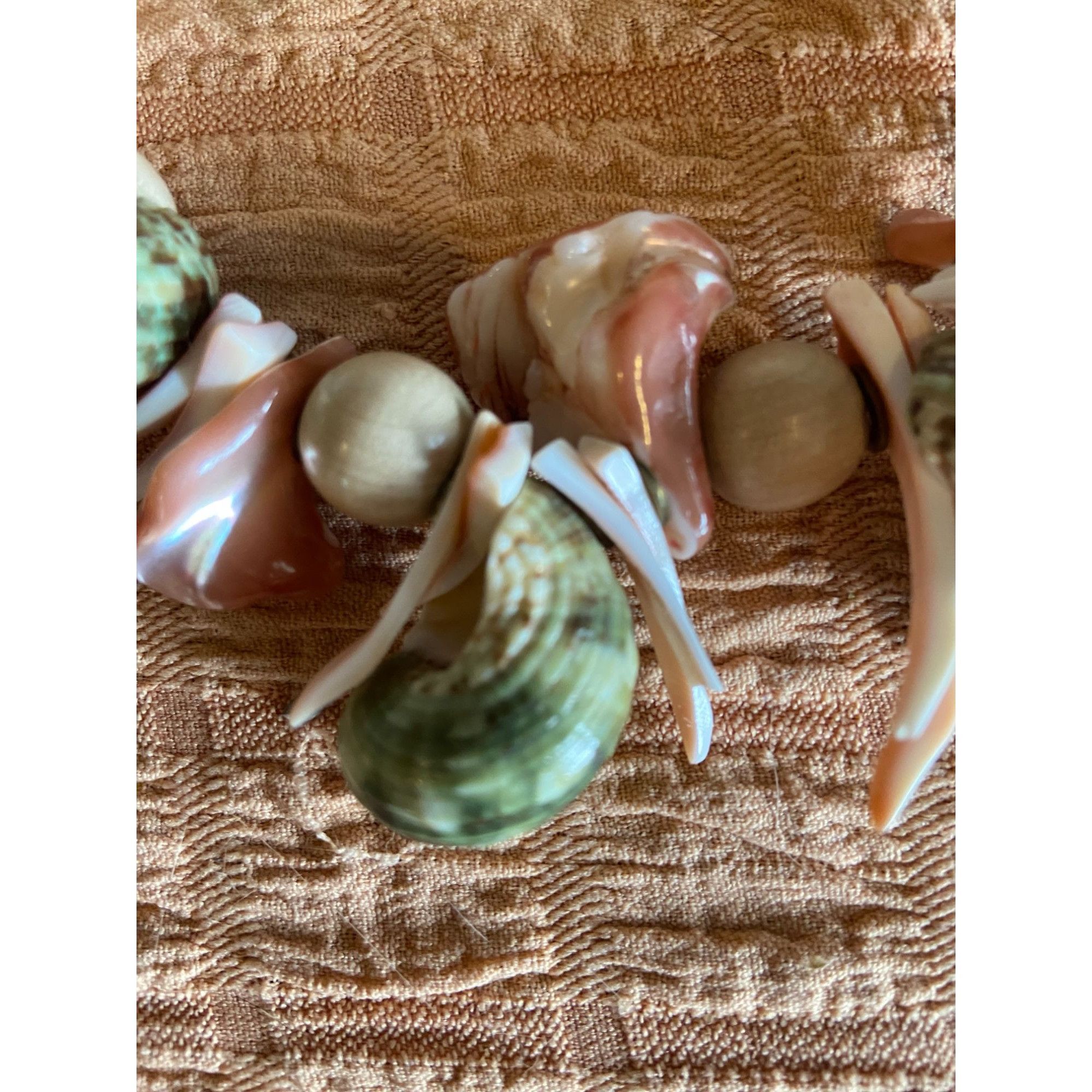 Other Wood Beads & Shell Necklace. 16" Long , 5/8" Beads 1.5" Larg Size ONE SIZE - 11 Thumbnail