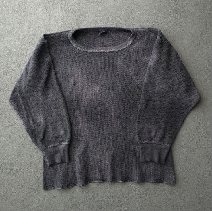 Hanes Vintage 70s Kmart Faded Black Charcoal waffle Thermal Shirt Size US L / EU 52-54 / 3 - 1 Thumbnail