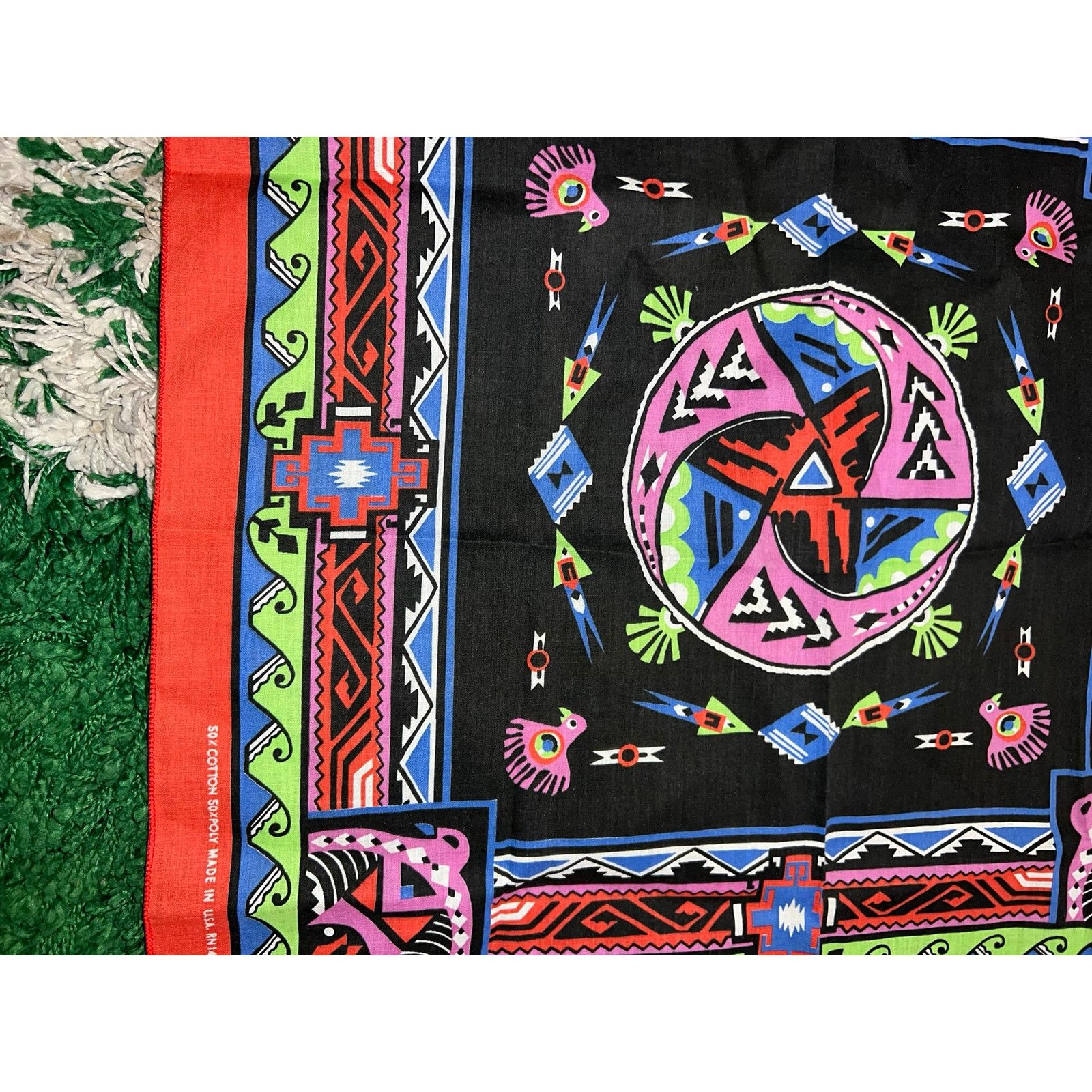 Vintage Vintage South Western Native American Design Art Red Bandana Size ONE SIZE - 5 Thumbnail