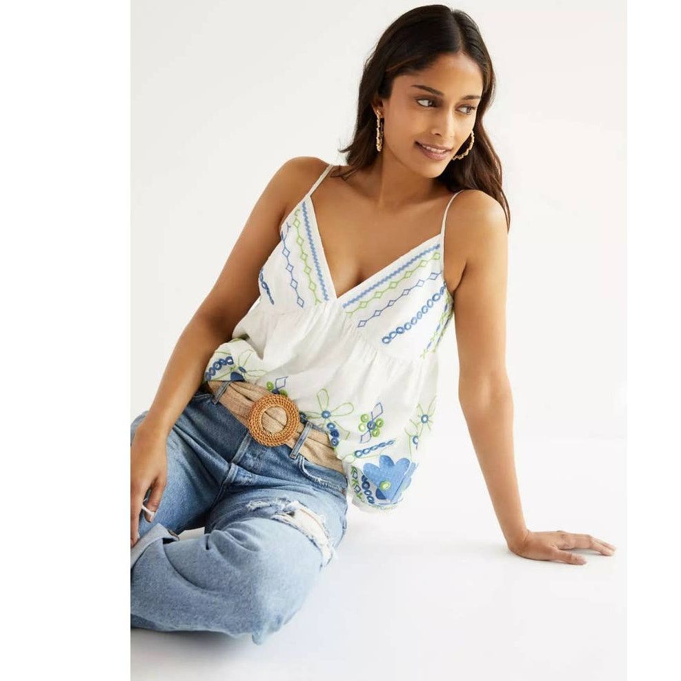 Anthropologie Forever The Girl Jordan Eyelet Babydoll Tank Size 6 White Size M / US 6-8 / IT 42-44 - 2 Thumbnail