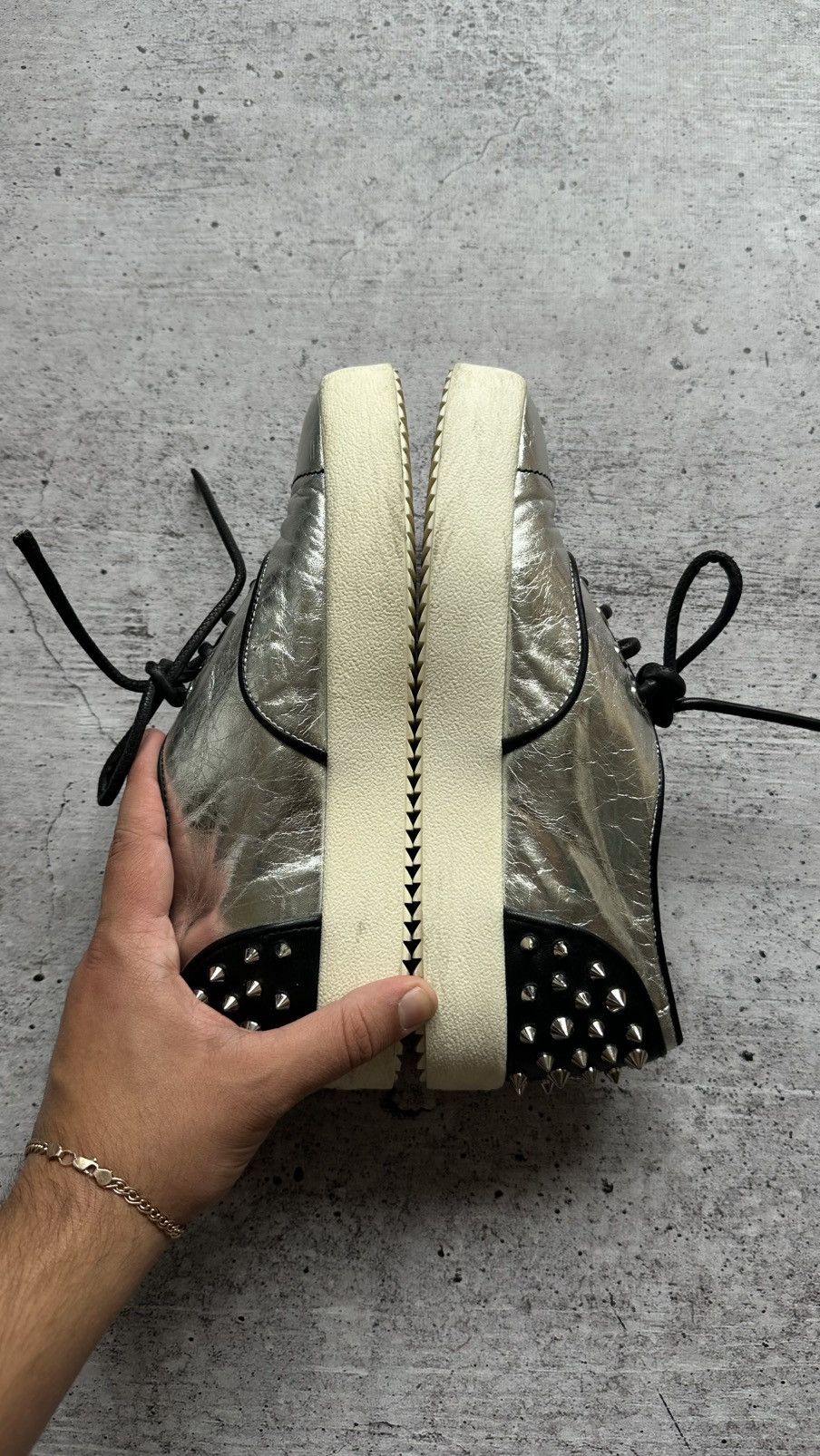 Giuseppe Zanotti Women's Giuseppe Zanotti Silver Leather Trainers Size US 9 / IT 39 - 6 Thumbnail