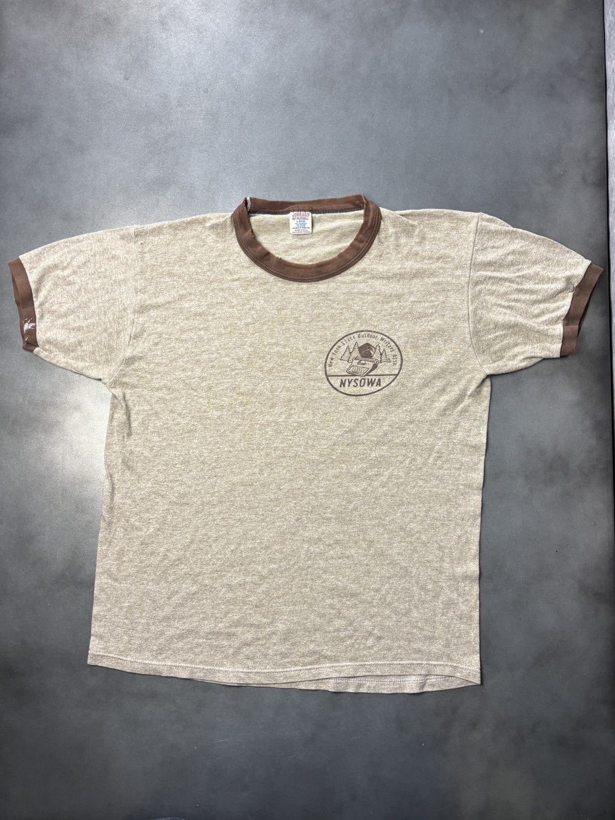 Vintage 1980s Ringer Tee Vintage Made in USA Camp Shirt Jerzees Russ Size US S / EU 44-46 / 1 - 2 Thumbnail