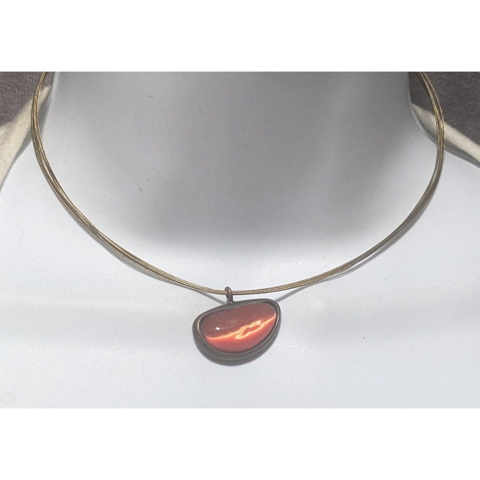 Other Orange Glass Abstract Cateye Pendant Necklace Size ONE SIZE - 5 Thumbnail