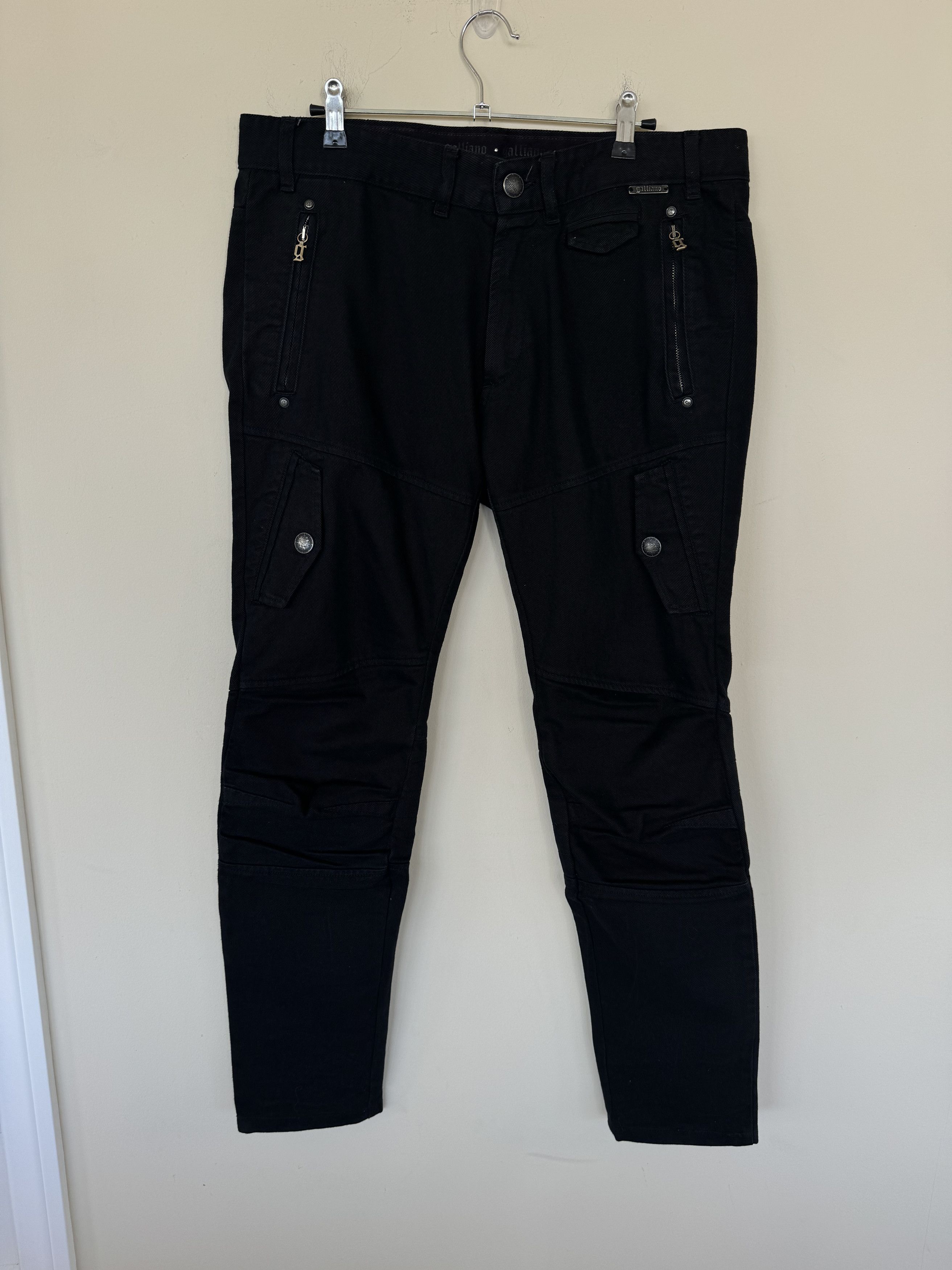 Galliano G zip black cargo pants