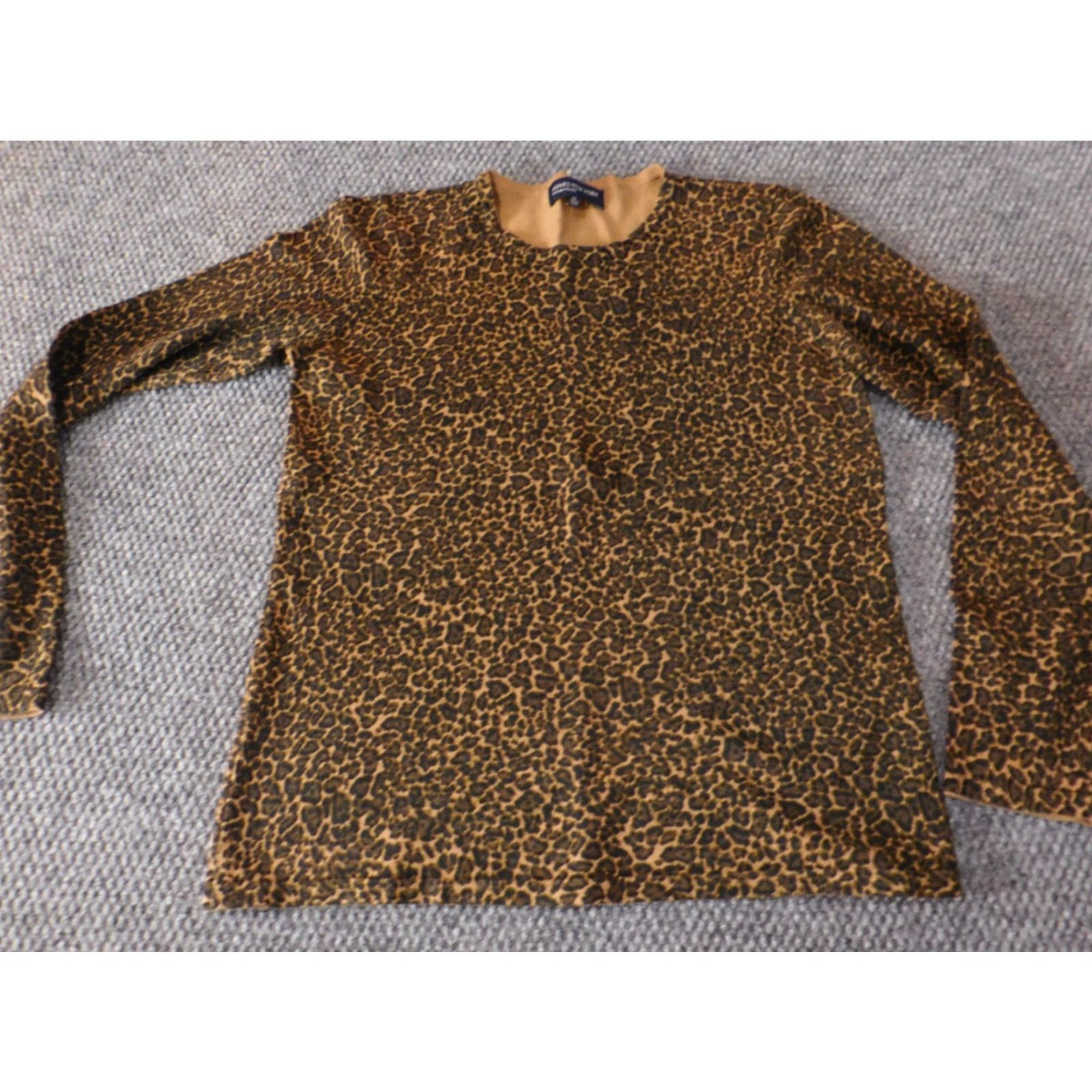 Jones New York Jones New York Blouse Shirt Womens M Brown Animal Print V-Neck Pullover Casual Stretch Size M / US 6-8 / IT 42-44 - 2 Thumbnail