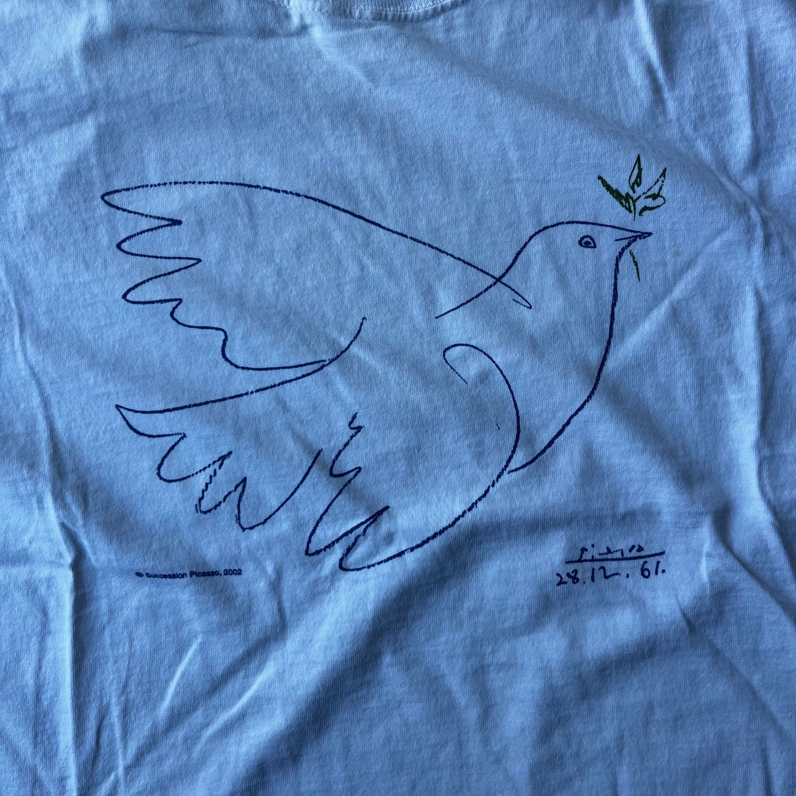 Vintage VINTAGE PABLO PICASSO DOVE OF PEACE BIRD ART WHITE SHIRT L Size US L / EU 52-54 / 3 - 5 Thumbnail