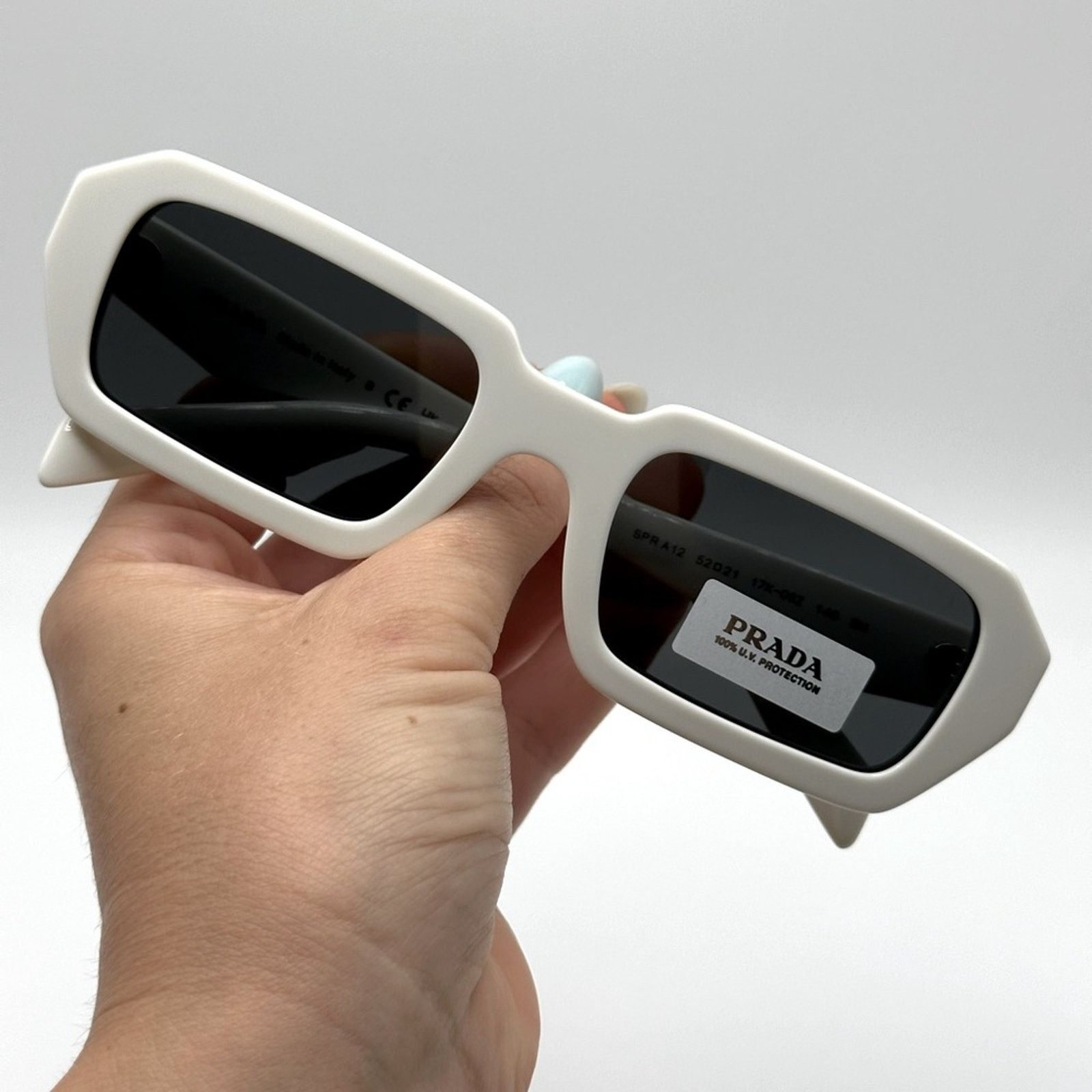Prada NEW PRADA PR A12S 17K08Z White/Dark Grey Unisex Sunglasses Size ONE SIZE - 9 Thumbnail