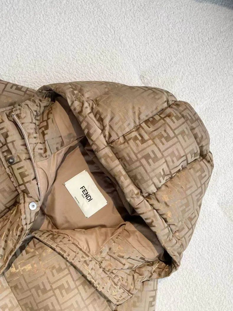 Fendi Fendi Cotton/Polyester Jacquard Printed Hooded Down Jacket Size XS / US 0-2 / IT 36-38 - 3 Thumbnail