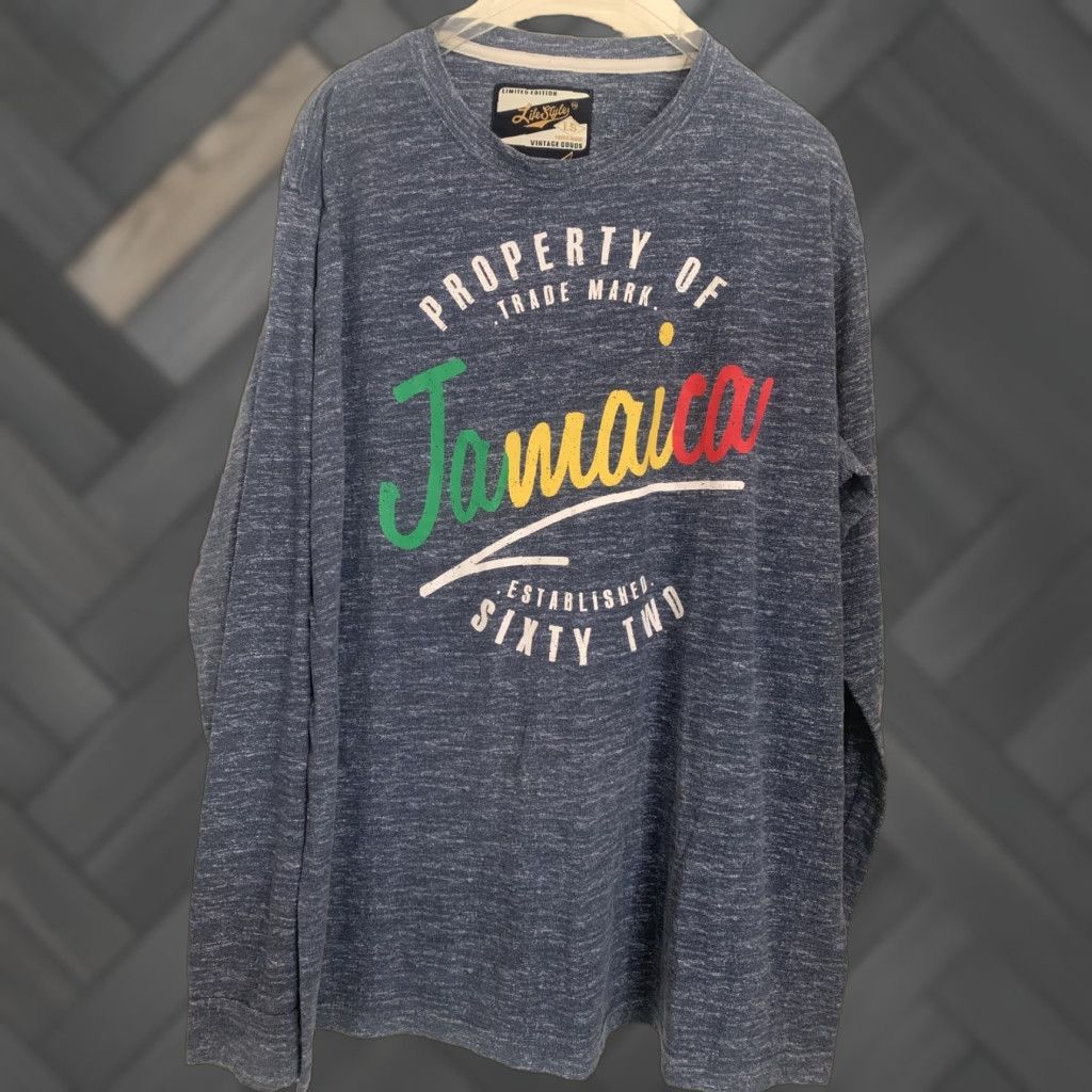 Alife Limited Edition Jamaica Vintage Quality T-Shirt 2XL Blue Men Relaxed Fit Long Sleeve Cotton Polyester Happy Theme Jamaica Size US XXL / EU 58 / 5 - 1 Thumbnail