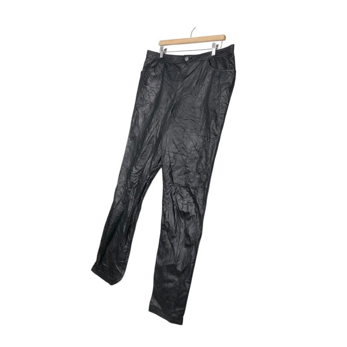 Japanese Brand 📌Vintage Biker Casual Leather Pants Fun Lemo Issey Miyake Size US 38 / EU 54 - 3 Thumbnail