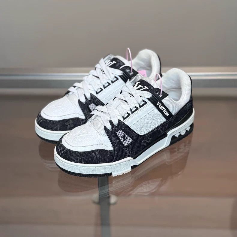 Louis Vuitton Louis Vuitton Trainer Black and White Denim shoes Size US 5 / EU 37 - 1 Thumbnail