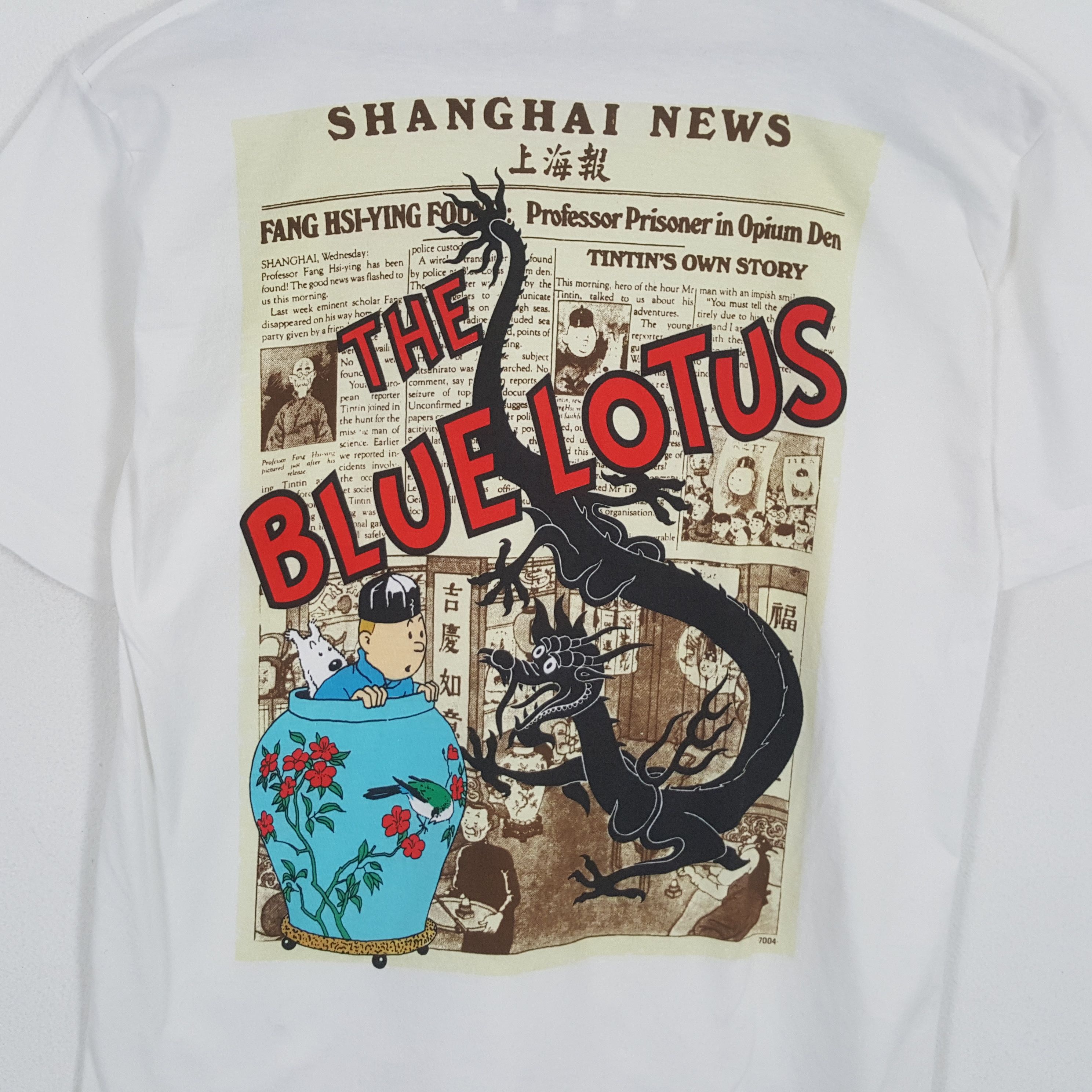 Vintage THE Adventures Of Tintin BLUE LOTUS Cartoon Tshirt Size US L / EU 52-54 / 3 - 2 Thumbnail