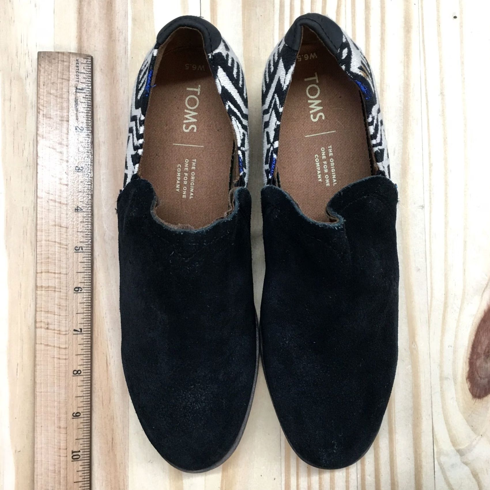 Toms TOMS Boots Shaye Casual Slip On Low Ankle Bootie Black Suede Womens 6.5 Shoe Size M Block Heel Pattern Solid Casual Shoe Size US 7 / IT 37 - 7 Thumbnail