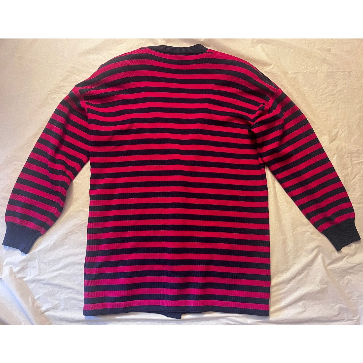 Other St. John Sportswear Navy/Magenta Striped V-Neck Cardigan Size M / US 6-8 / IT 42-44 - 3 Thumbnail
