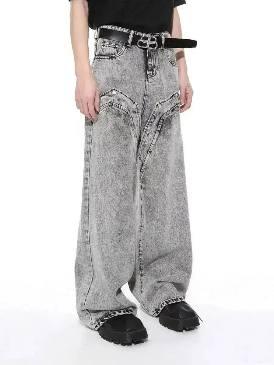 Japanese Brand Vintage wash baggy micro flare jeans Size US 32 / EU 48 - 6 Thumbnail