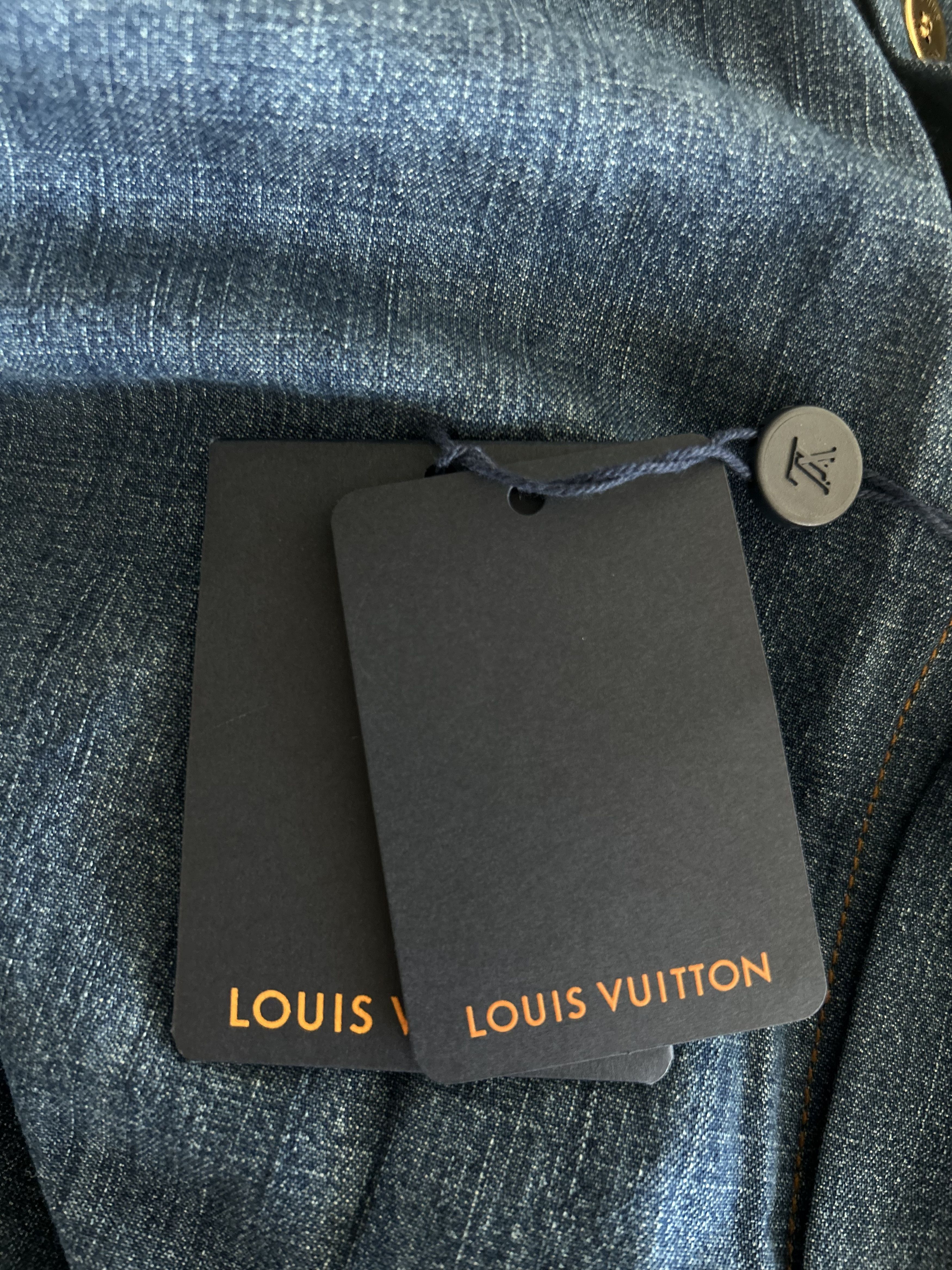 Louis Vuitton Louis Vuitton Blue & Gold Embroidered Denim Shirt Size US XS / EU 42 / 0 - 4 Thumbnail