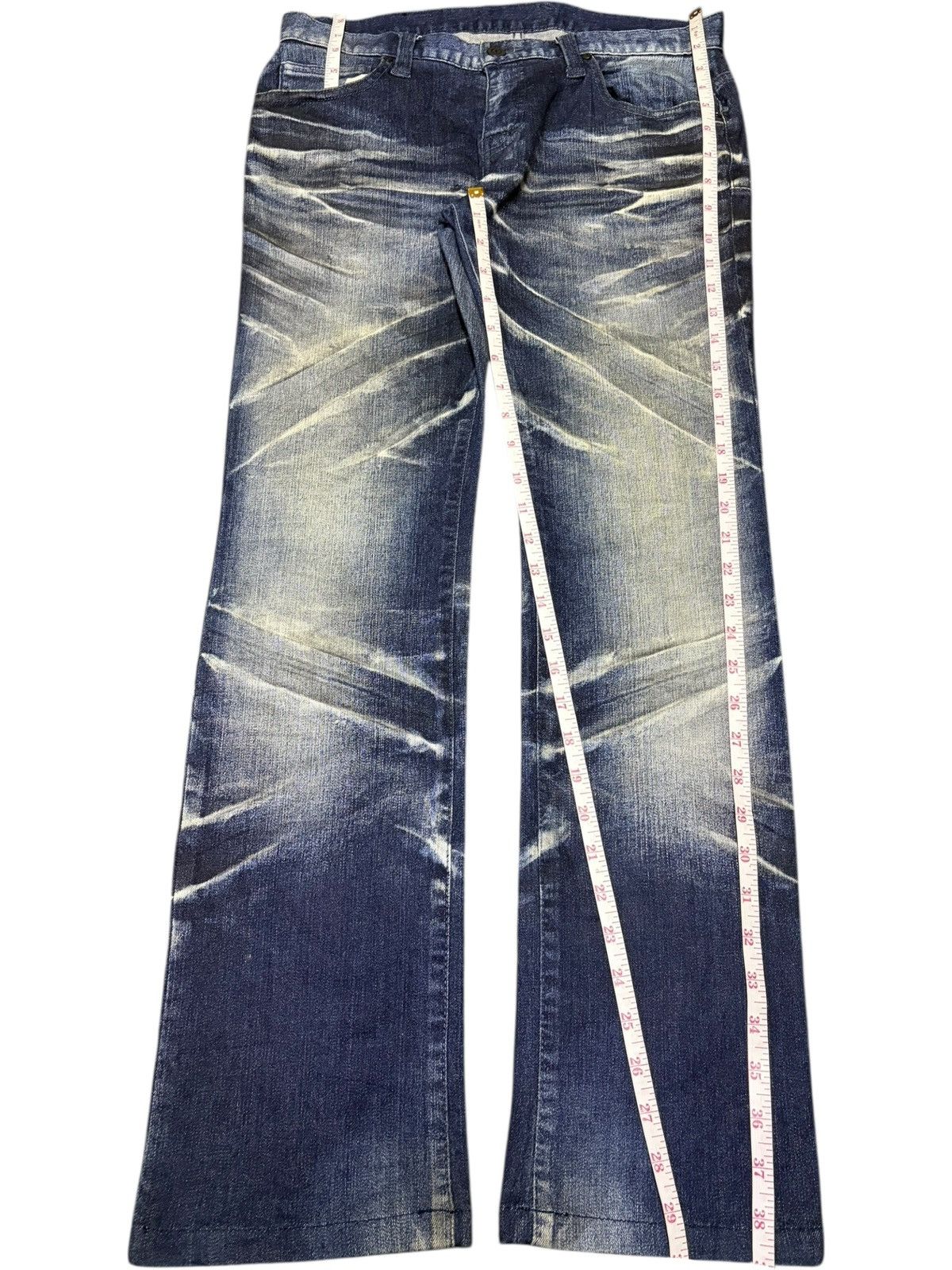 Tornado Mart Vintage Tornado Mart Indigo Wash Low Rise Flare Jeans Size 31" - 7 Thumbnail