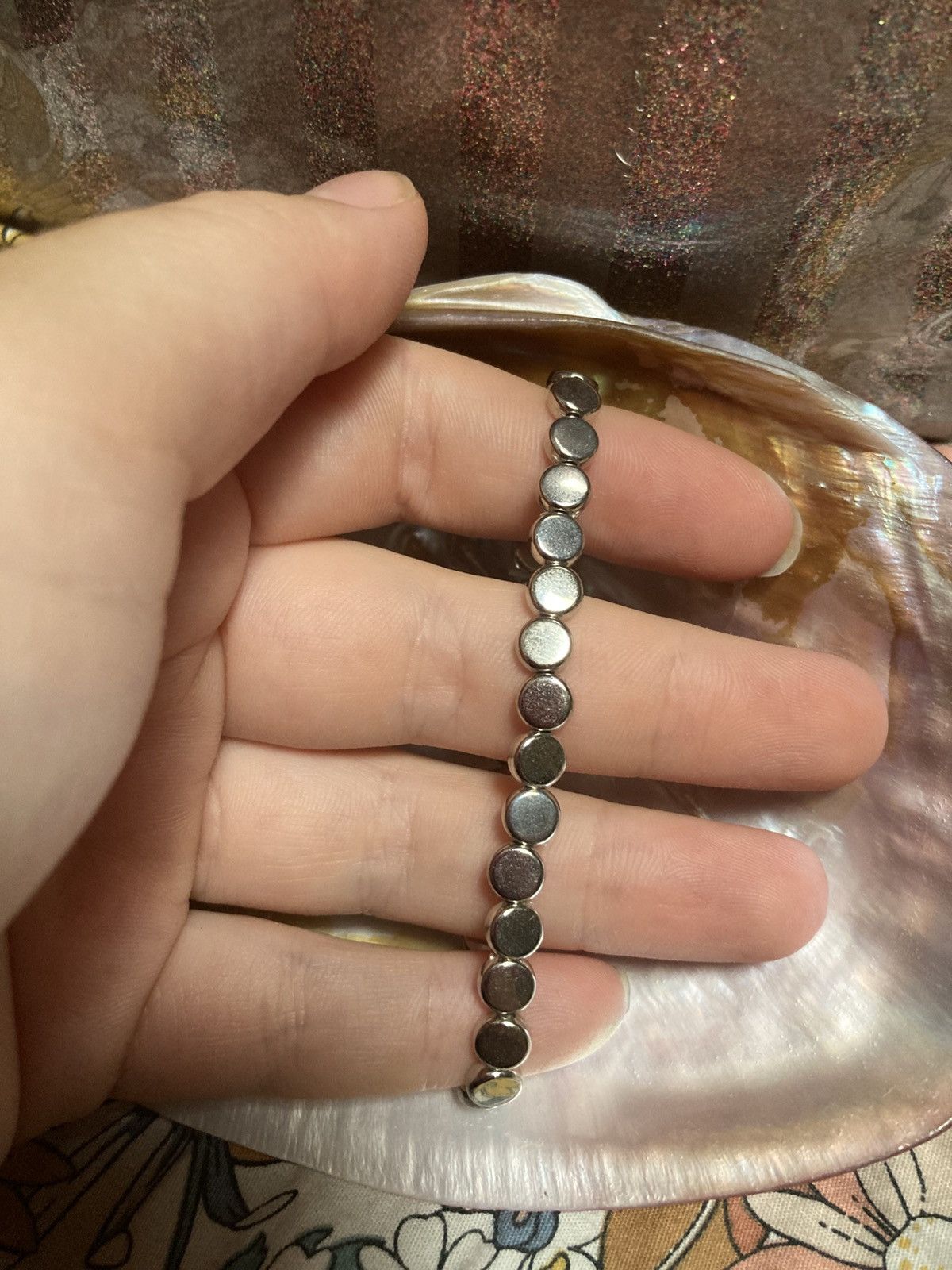Other Silver coloured circular beaded bracelet Size ONE SIZE - 2 Thumbnail