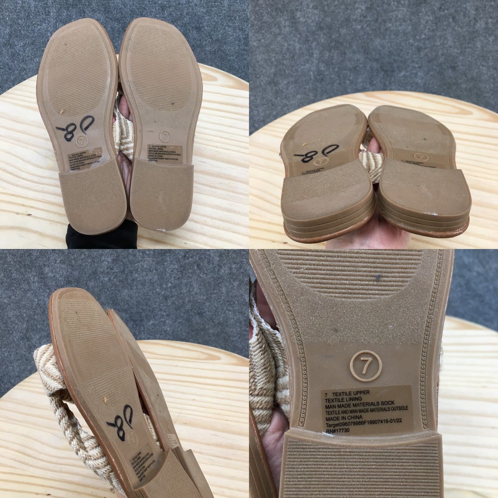 Vintage Universal Thread Sandals Slide Womens 7 Beige Fabric Louise Knotted Slip On Size US 7 / IT 37 - 8 Thumbnail