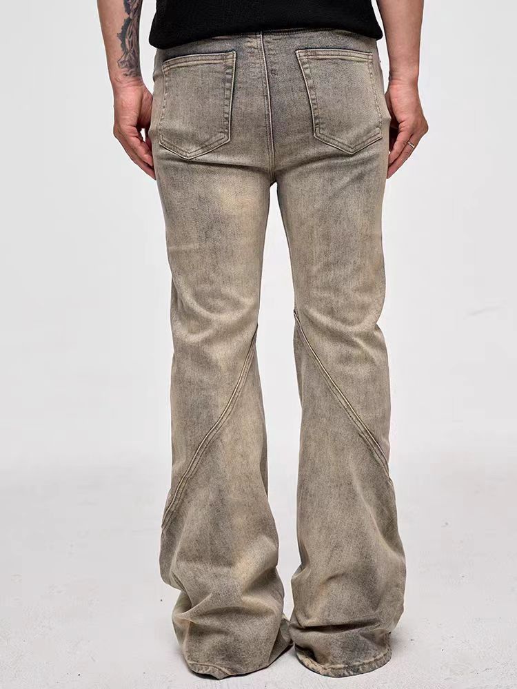 Japanese Brand × Jean High Street Washed Mud Dye Aged Stacked Micro Flare Jeans Size US 34 / EU 50 - 4 Thumbnail