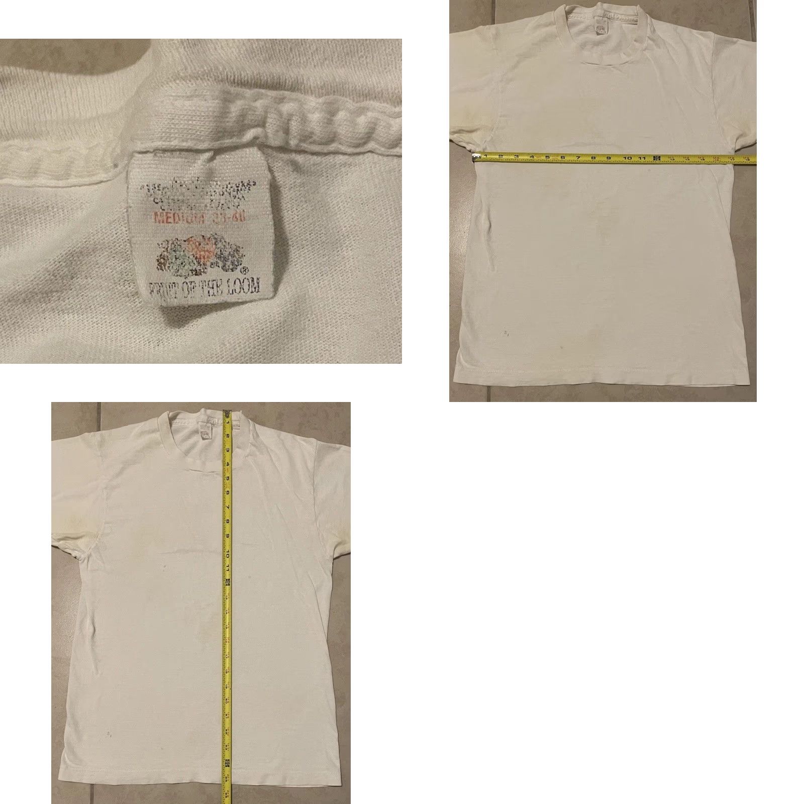 Fruit Of The Loom VINTAGE FOTL Shirt Mens S White 80s 90s Grunge Punk Biker Surf Skate USA Single Stitch Size US S / EU 44-46 / 1 - 10 Thumbnail