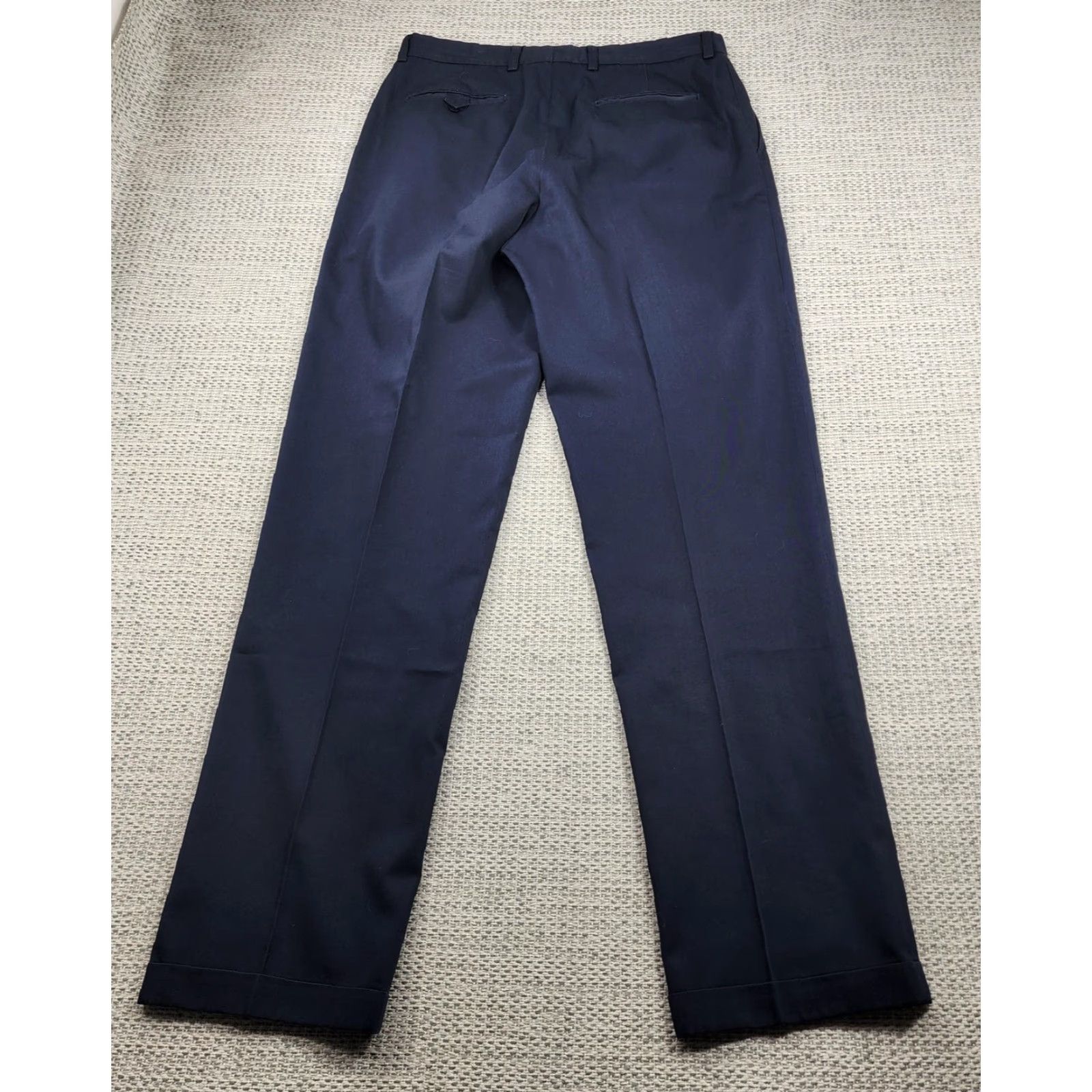 Nordstrom John W. Nordstrom Dress Pants Mens 35x36 Navy Pleated Smartcare Stain Resistant Size US 35 - 2 Thumbnail