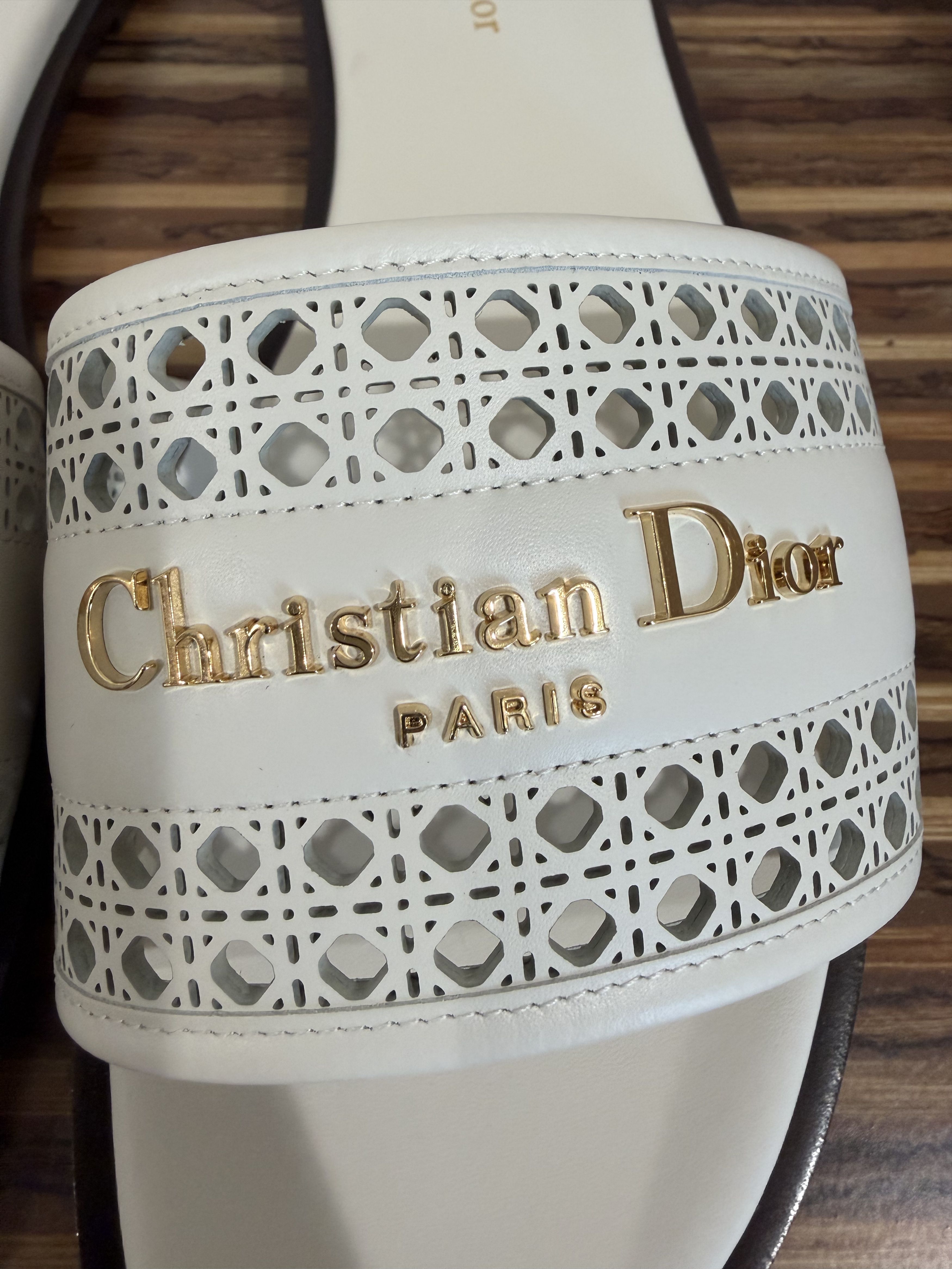 Dior D-Lane Dway Micro Cannage Leather Logo Slide Flat Sandal 39 Size US 9 / IT 39 - 11 Thumbnail