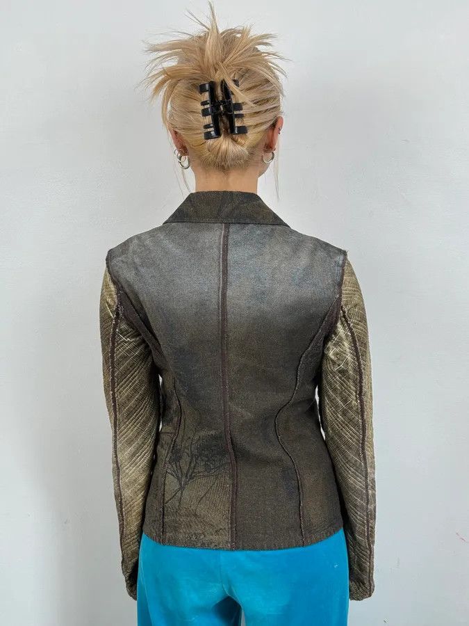 Just Cavalli 2000s Cavalli Faded Tattoo Wheat Blazer Jacket Size S / US 4 / IT 40 - 3 Thumbnail