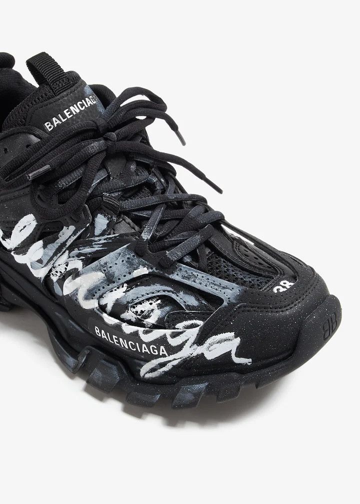 Balenciaga o1s1wg110226 Track Signature Sneakers In Black Size US 5.5 / EU 38 - 2 Thumbnail