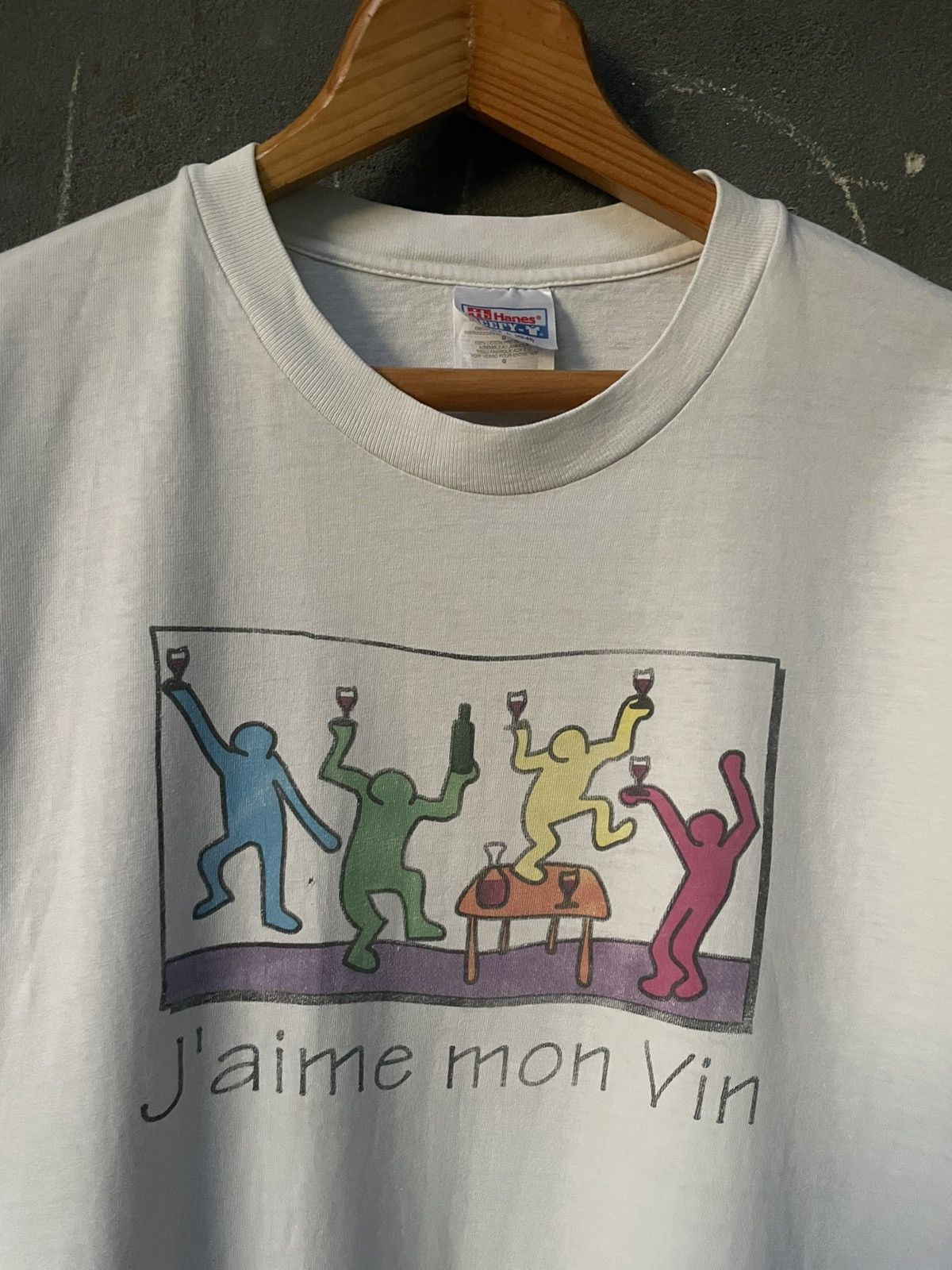 Keith Haring × Vintage Vintage 90’s Keith Haring J’aime Mon Vin T-Shirt VERY RARE Size US L / EU 52-54 / 3 - 2 Thumbnail