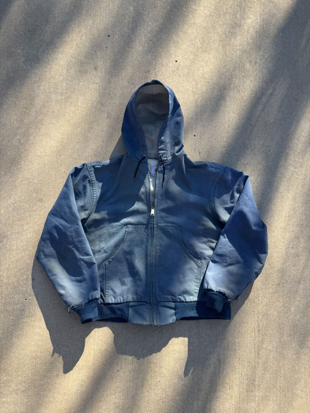 Carhartt 90s Carhartt Thermal Lined Sun Faded Blue Jacket With Hood Size US M / EU 48-50 / 2 - 2 Thumbnail