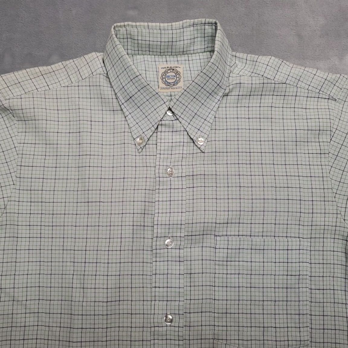 Arrow VINTAGE Arrow Shirt Mens Large Green Check Decton Oxford Tapered Made in USA 60s 70s Size US L / EU 52-54 / 3 - 3 Thumbnail