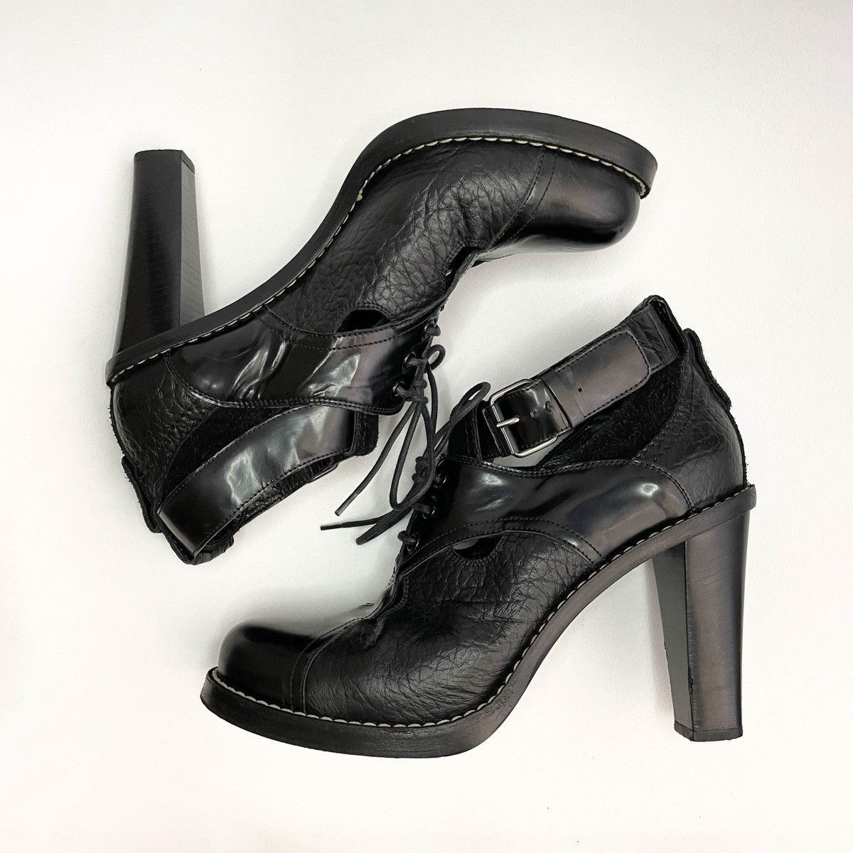 Balenciaga Balenciaga Vintage Black Leather Heels Size US 11 / IT 41 - 2 Thumbnail