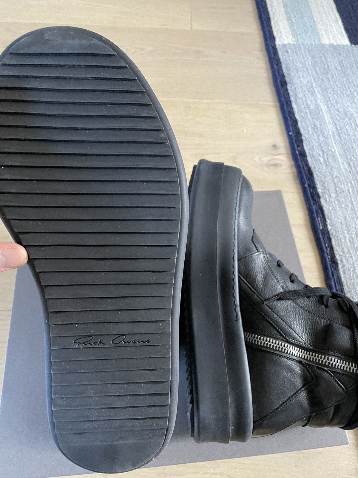 Black Mega Bumper Geobasket Sneakers by Rick Owens on Sale